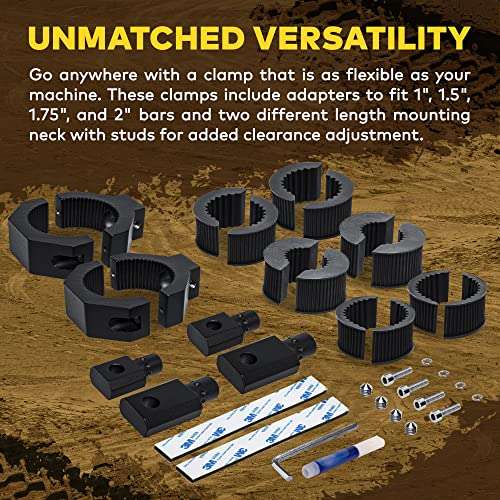 Off-Road ATV UTV Light Bar Mounts Mounting Bracket Bar Clamp Kits [1"/1.5"/1.75"/2" Inch] [360-Degree] [2 x Stud Size] [Aluminium] [2 Unit] Bull Bar Roll Bar Clamp Roll Cage Clamps Mount For ATV UTV 6