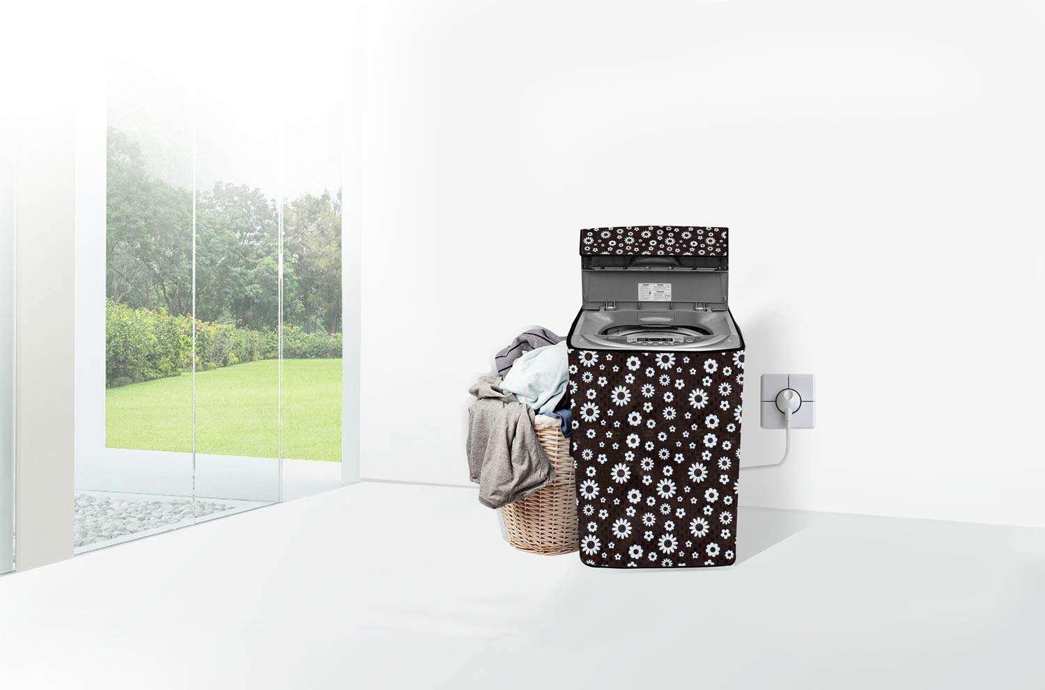 Stylista Washing Machine Cover Compatible for Samsung 7 kg WA70M4400HV/TL Fully-Automatic Top Load Floral Printed Pattern 3