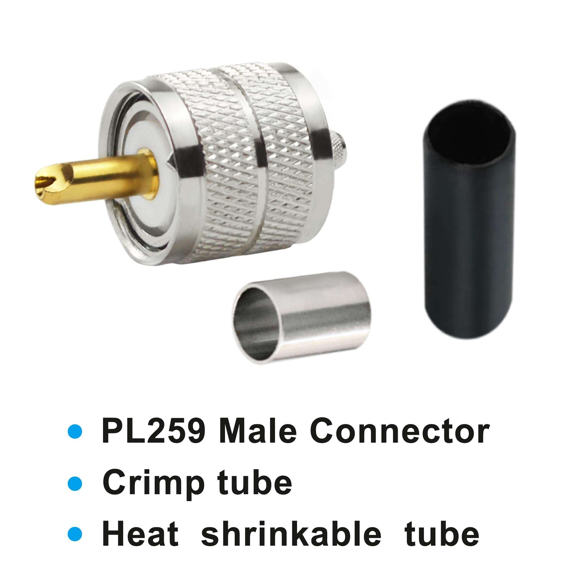 DUOGIMZ PL259 Male Coax Connector,UHF Male Crimp Connector for RG8X LMR240 4D-FB Coaxial Cable(10pcs) 5