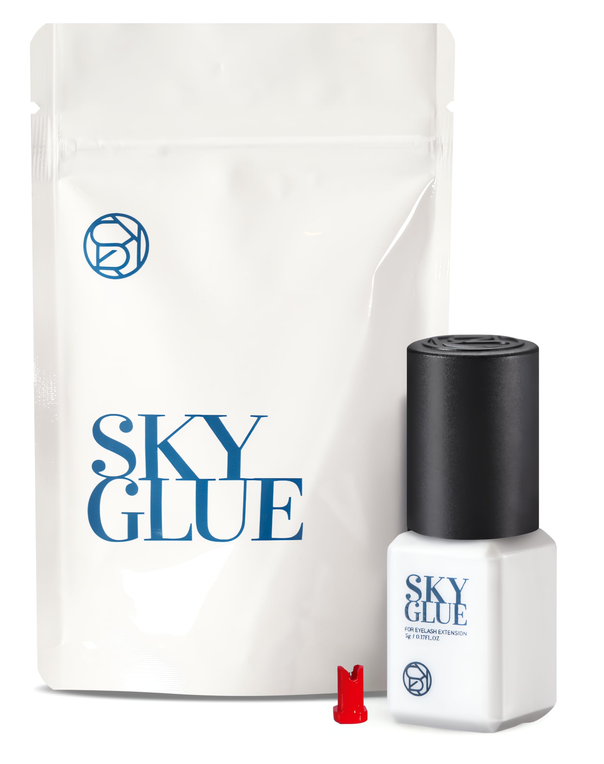 Super Strong Sky D Eyelash Extension Glue 5ml - Professional Black Bonding Adhesive for Long Lasting Semi Permanent Individual Lash Extensions - 3-4s Fast Drying / 4-6 Week Retention