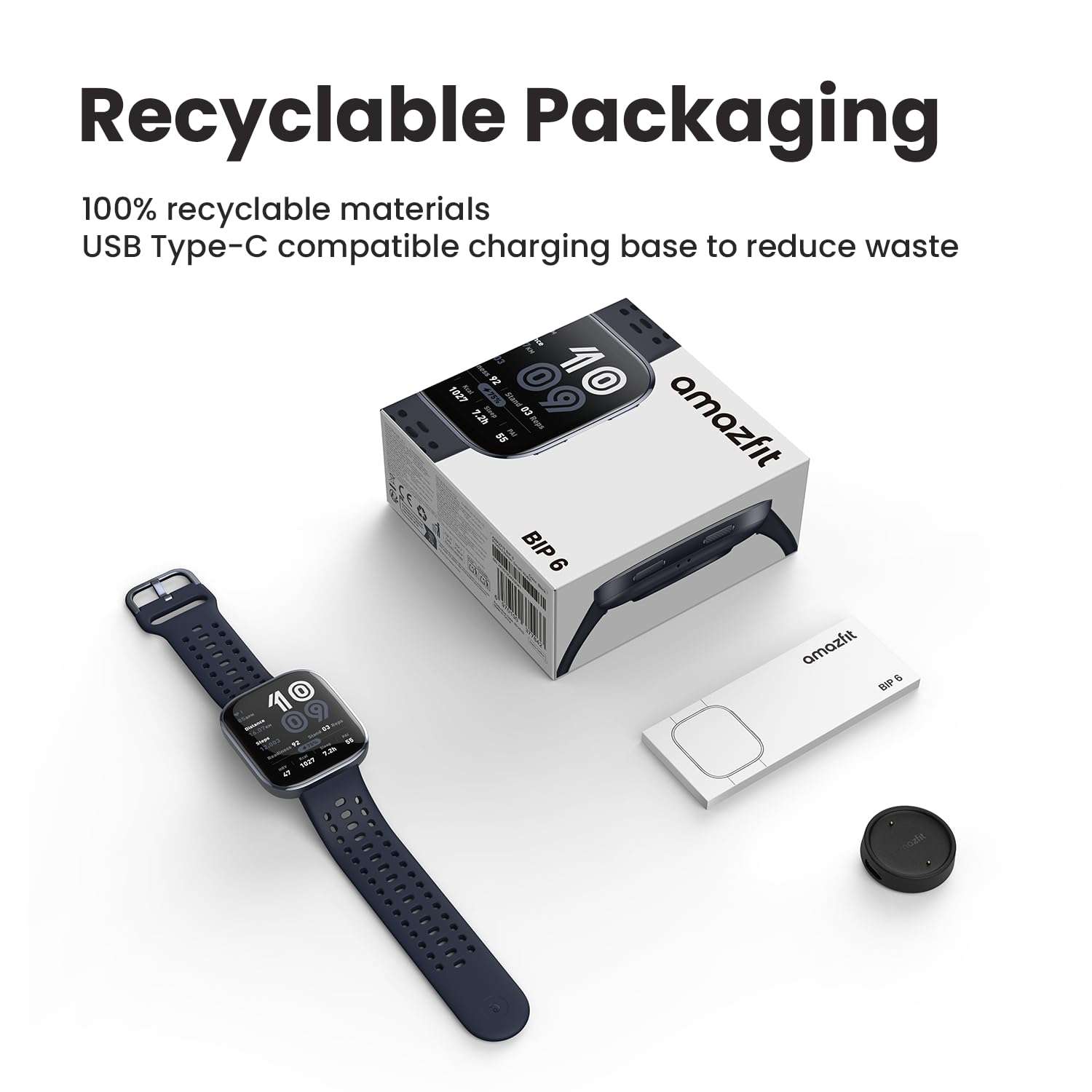 Amazfit Bip 6 Smart Watch 46mm, 14 Day Battery, 1.97" AMOLED Display, GPS & Free Maps, AI, Bluetooth Call & Text, Health, Fitness & Sleep Tracker, 140+ Workout Modes, 5 ATM Water-Resistance, Black 6