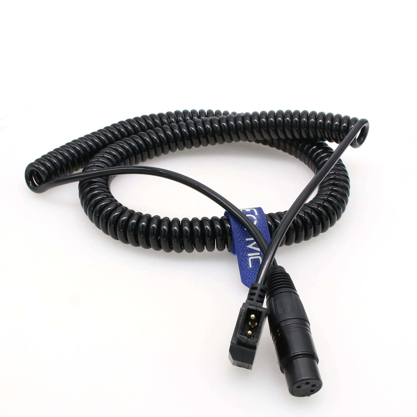 New D-Tap Male to Female 4-Pin XLR Cable for Power Supply Battery Adapter (Coiled，4M After Stretch 6