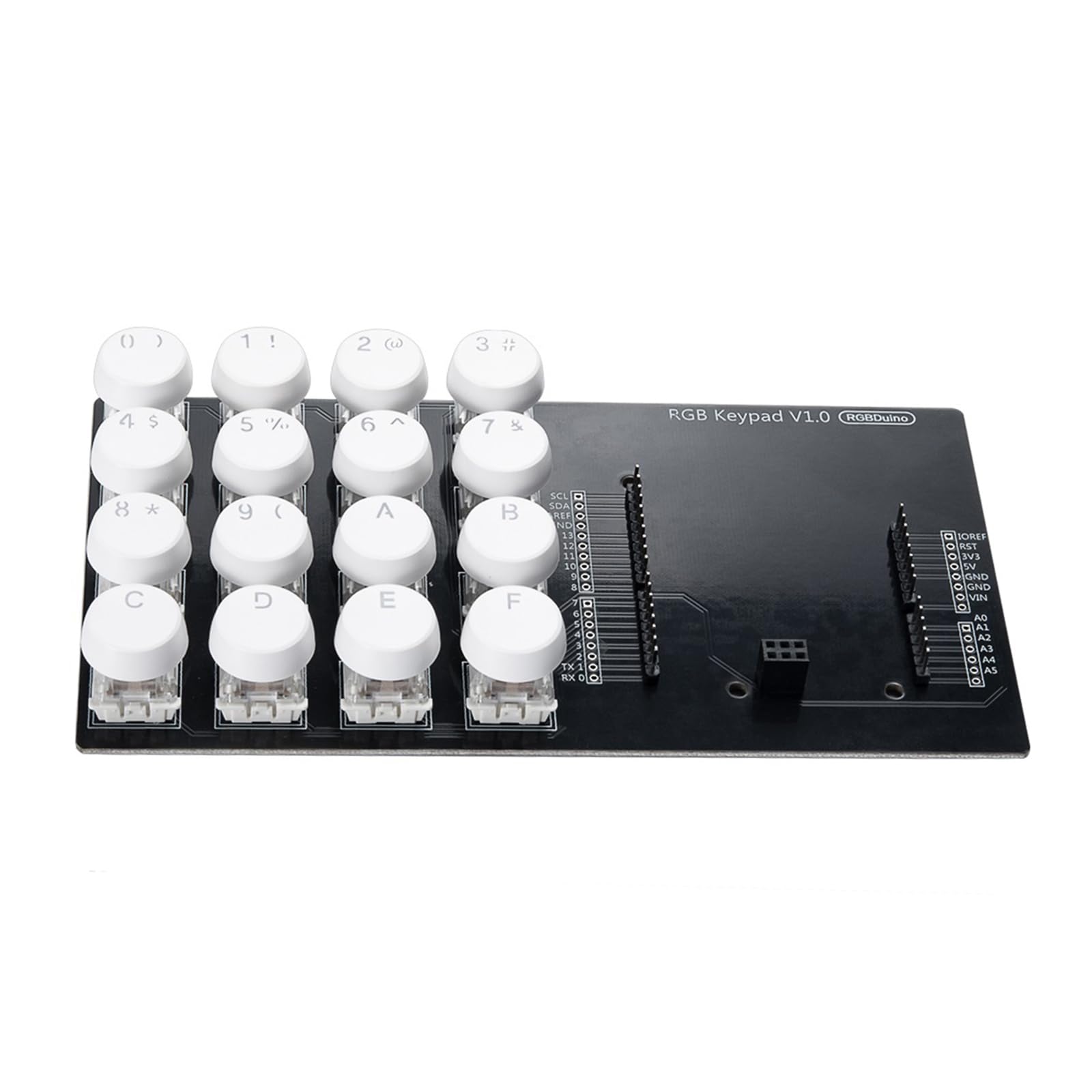 ASYWISH RGBDuino Keypad V1.0 4x4 Expansion Board DC5V with Backlight White Round Keycaps Simple Plug-and-Play Solution RGBDuino Board 1