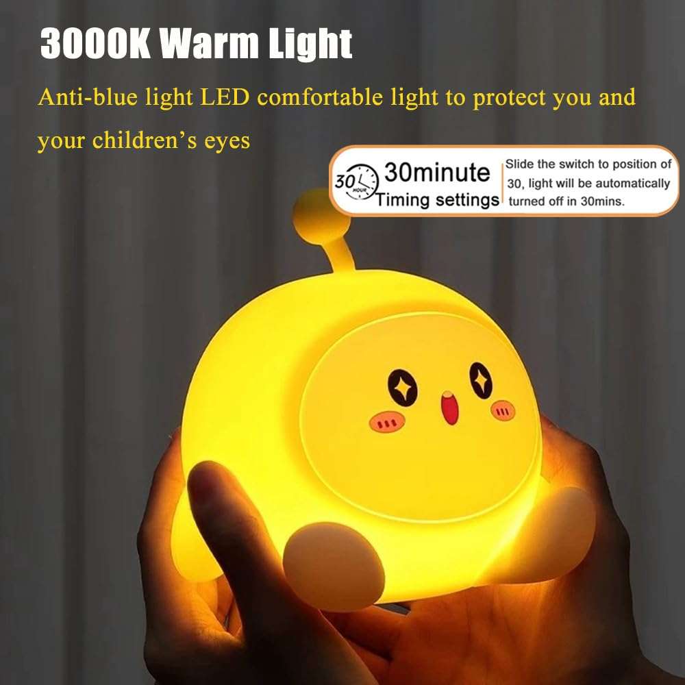 GWALSNTH LED Egg Tapping Lamp, 3 Level Dimmable Nursery Nightlight,Silicone Night Light,Rechargeable Bedside Touch Lamp for Breastfeeding Bedroom 4