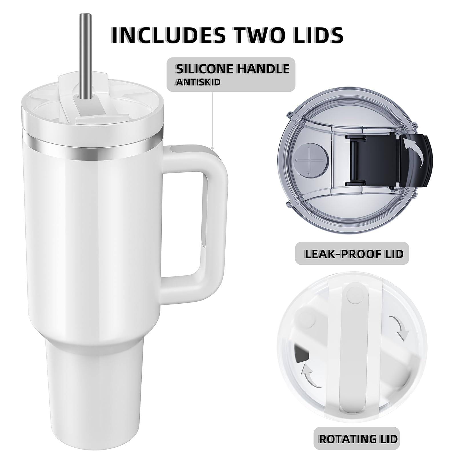 MURRICON 40 oz Tumbler with Handle and Straw,Stainless Steel Sublimation Tumblers with Handle,Vacuum Insulated Travel Mug with Lid,for Coffee and Beverages,4 Pack 3