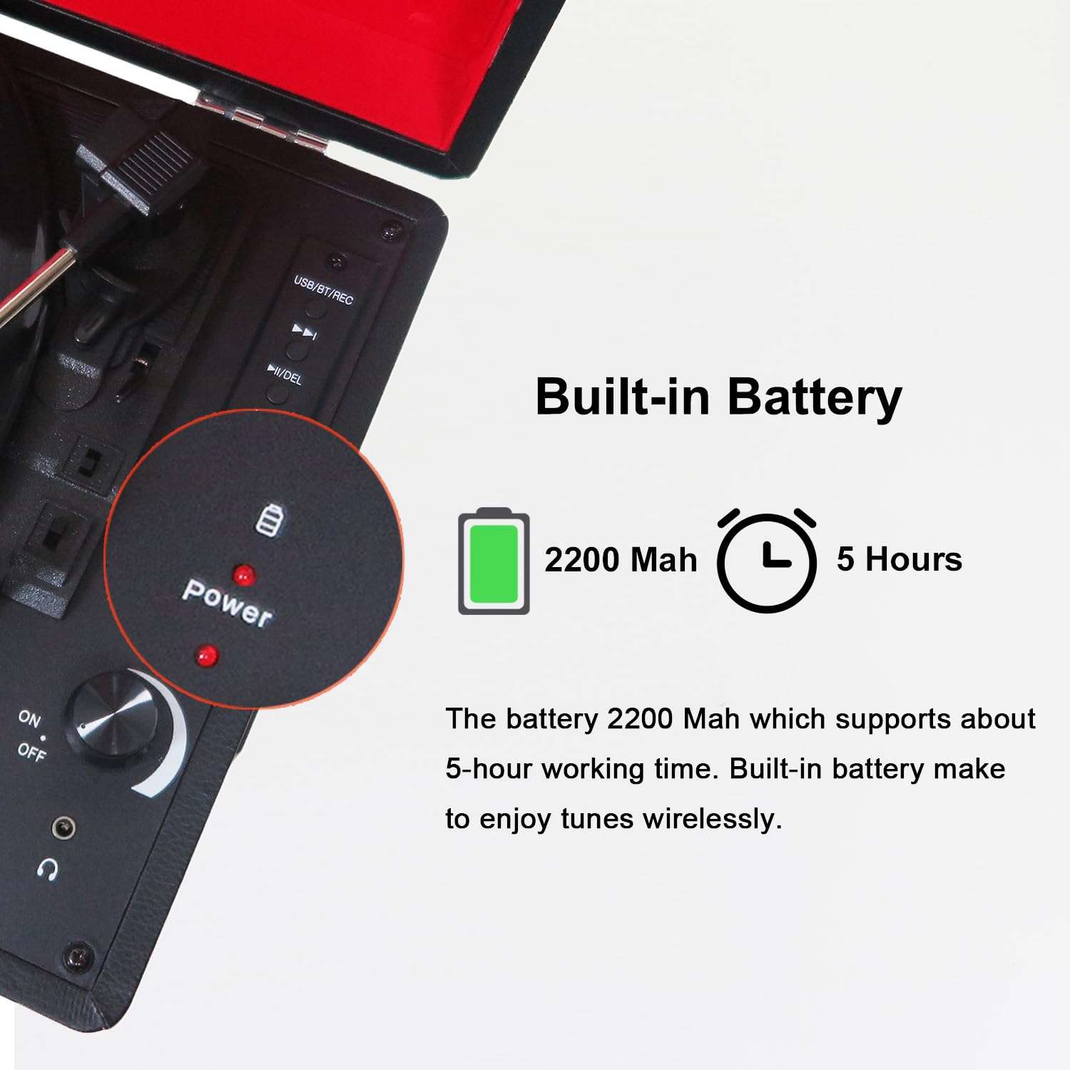 Portable Record Player for Vinyl with Speakers,Suitcase Turntable Supports Line Out,AUX in, Earphone Jack,Replacement Needle,3-Speed,Dust Cover 3