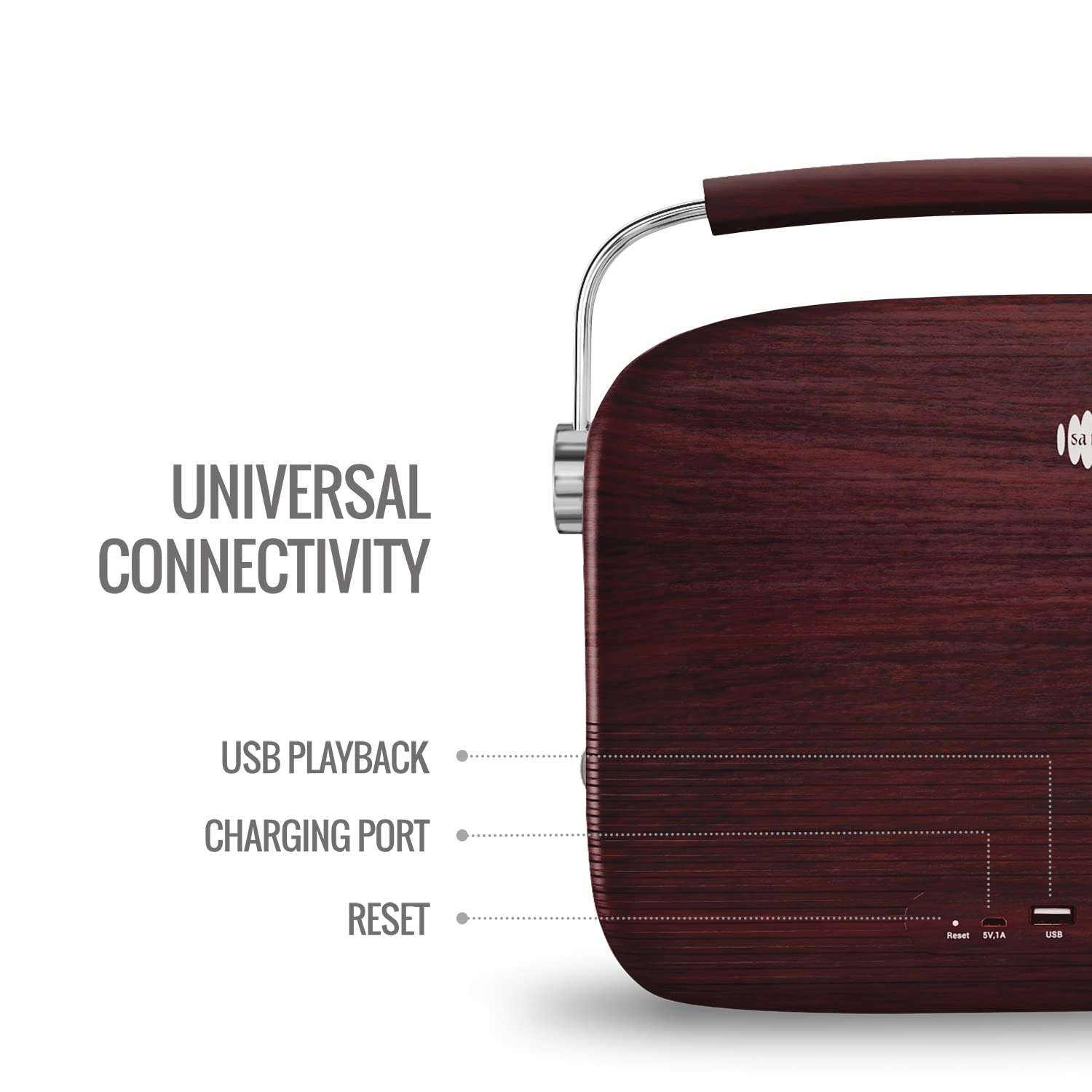 Saregama Carvaan Telugu - Portable Music Player with 5000 Preloaded Songs, FM/BT/AUX (Cherrywood Red) 4