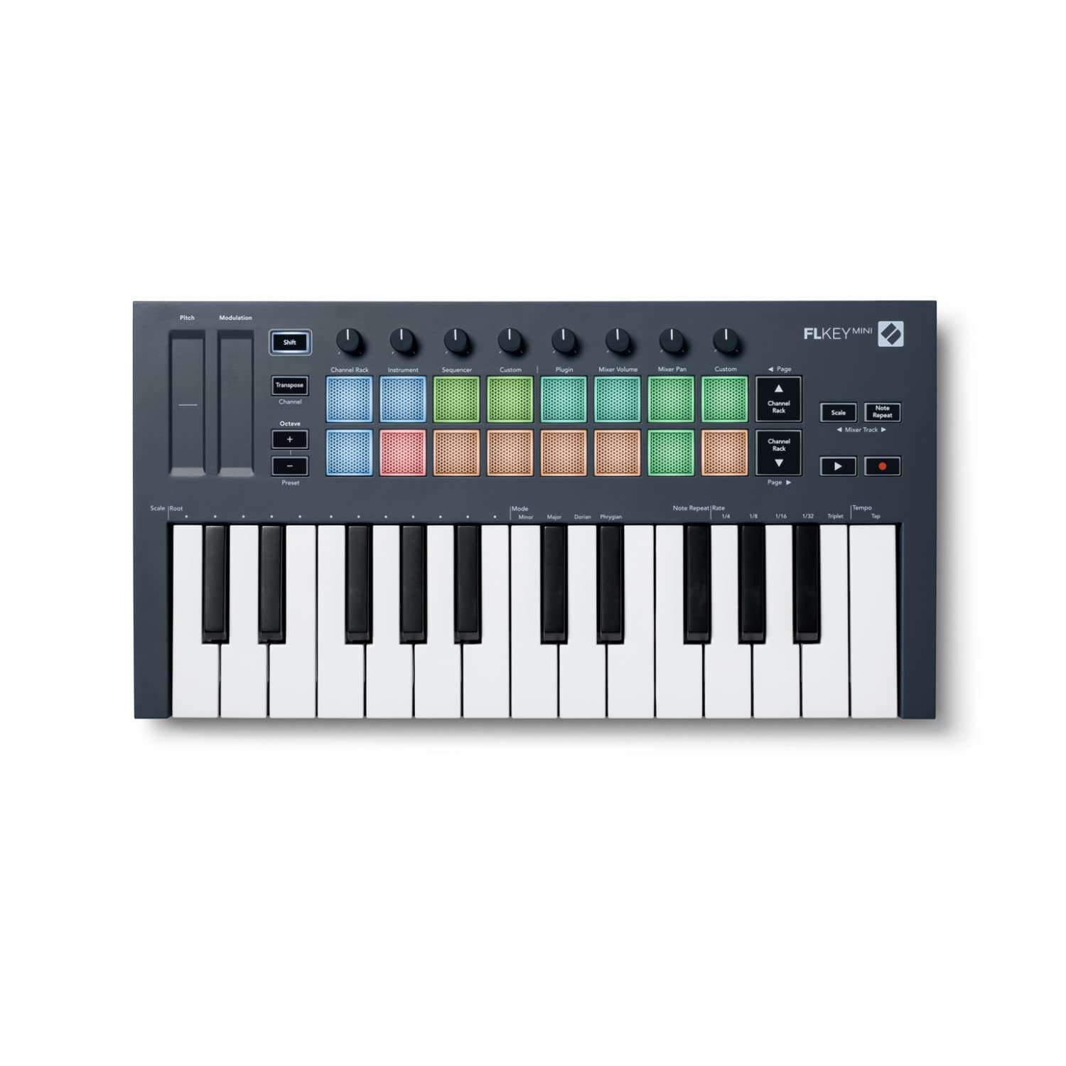 Novation FLkey Mini 25-Key MIDI Keyboard Controller for FL Studio with FL Studio 20 Fruity Edition Software (Boxed), Keyboard Piano Style Sustain Pedal (Black) and 4-Port USB 3.0 Hub Bundle (4 Items) 3
