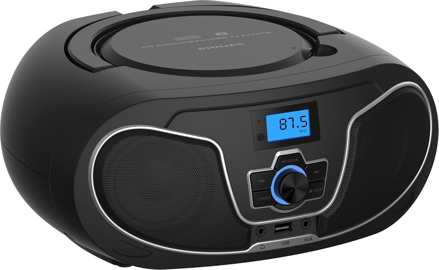 Philips CD Player Boombox, Dynamic Bass Boost with Bluetooth, FM Radio, USB Playback & AUX Input, Portable Top-Loading Boombox, Clear Stereo, RW/MP3 Compatible (Black) 1