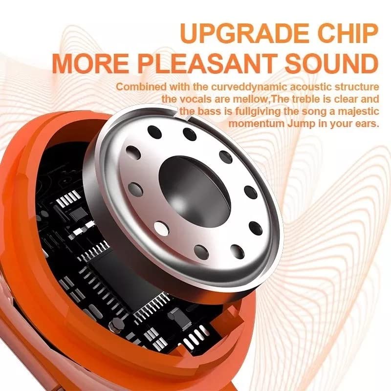 Printme™ New Launch, Earbuds TWS, Gaming Transparent Earbuds, ENC Noise Reduction 200 MAH Battery, 49 ms Latency Gaming Mode, IPX5 Water Resistance [Orange] 5