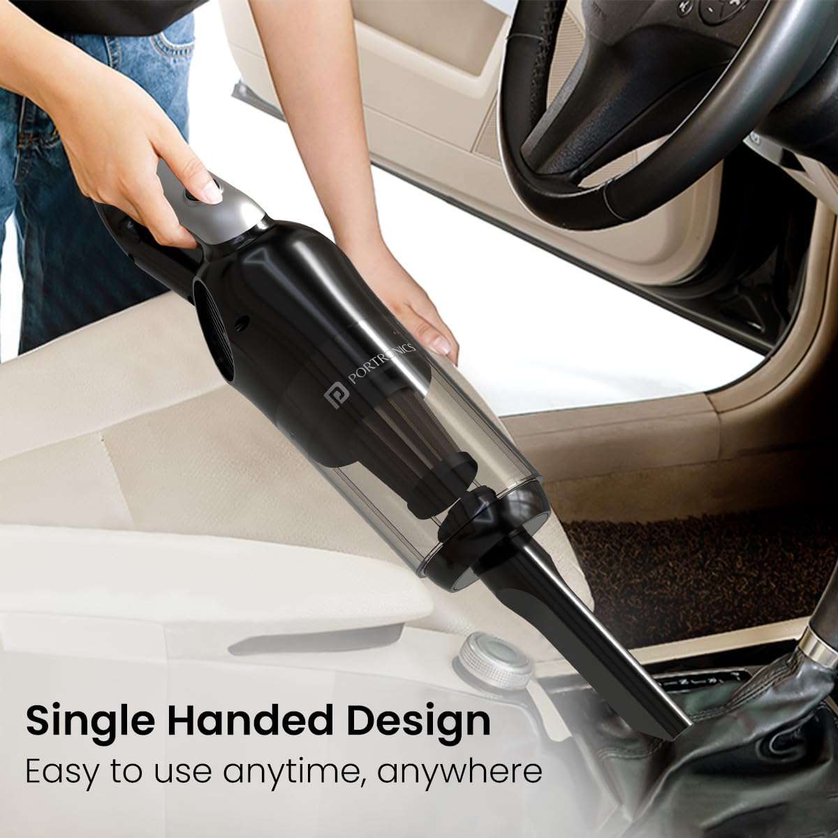 Portronics Mopcop 3, Rechargeable Handheld Vacuum Cleaner for Home & Car, Washable HEPA Filter, Multi-Function Nozzles, Floor Brush Nozzle, Cordless, Dry Vacuum, for Home Appliances (Black) 6