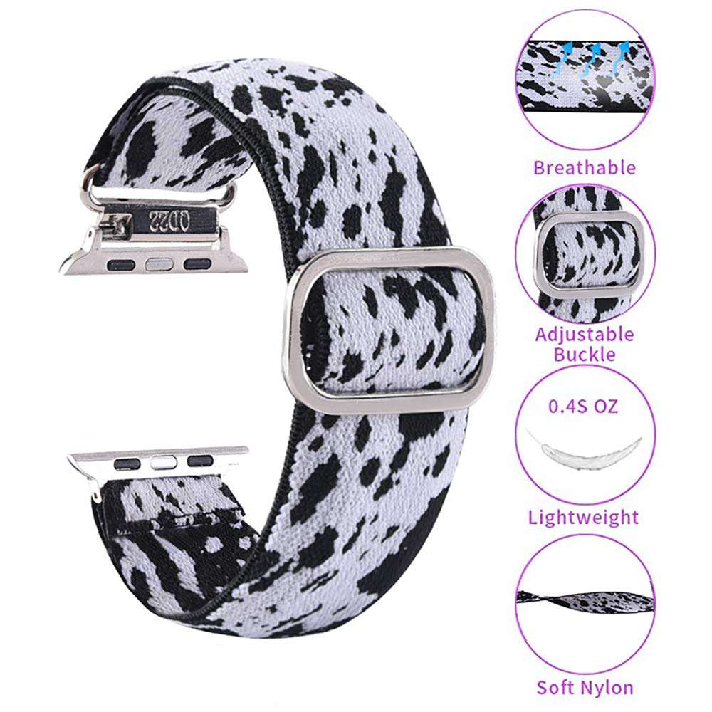 Elastic Apple Watch Bands Compatible with Apple Watch 38mm 40mm 42mm 44mm, Soft Stretch Elastics Wristbelt Replacement Wristband for iWatch Series 6/5/4/3/2/1 with Adjustable Buckle 2