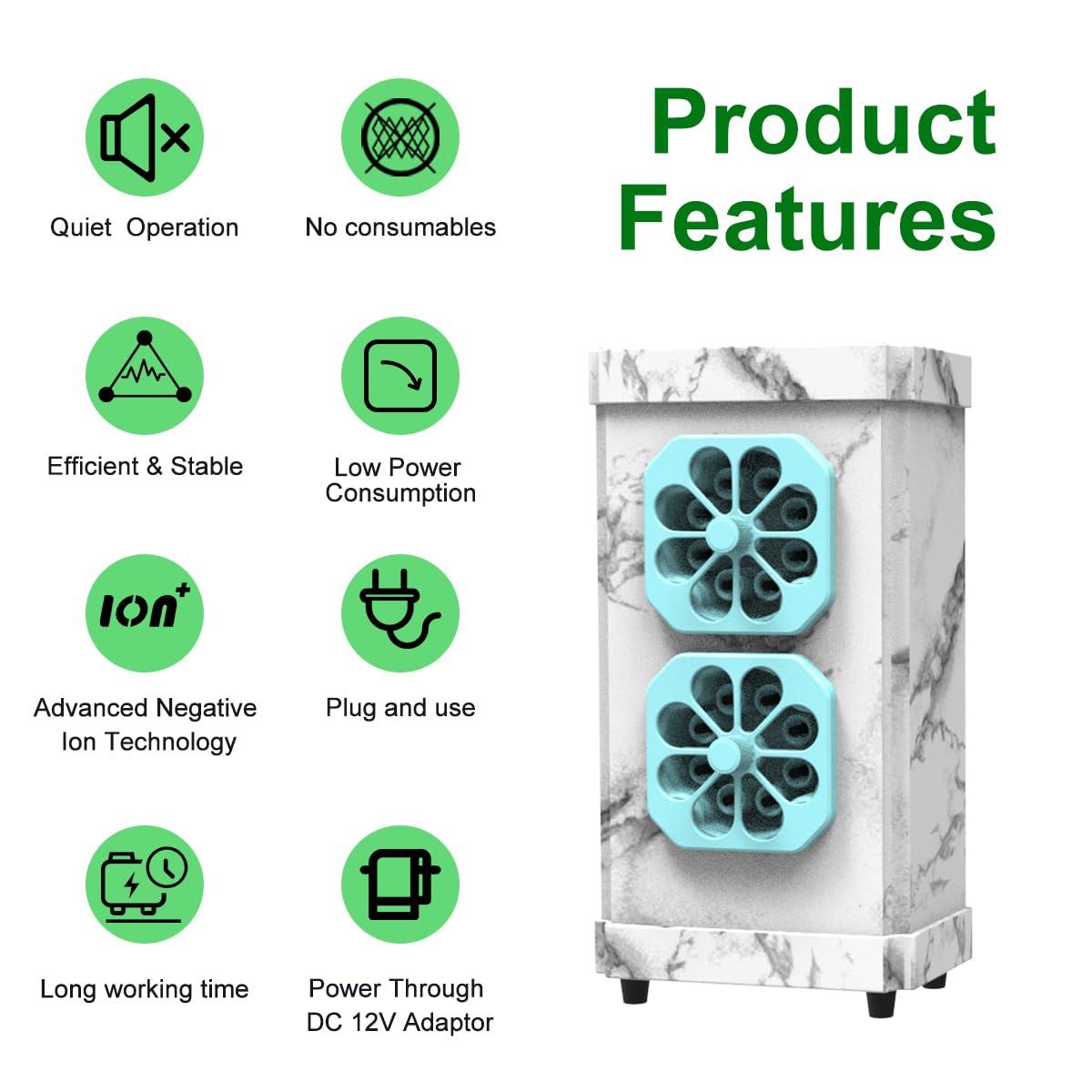 Negative Ion Generator, Portable Air Ionizer for Home, Good Sleep Aid Machine, Air Filter Odor, Smoke Dust, Pets Smell, Desktop Air Freshener for Bedroom, Bathroom, Toilet, office - Quiet&Filterless 5