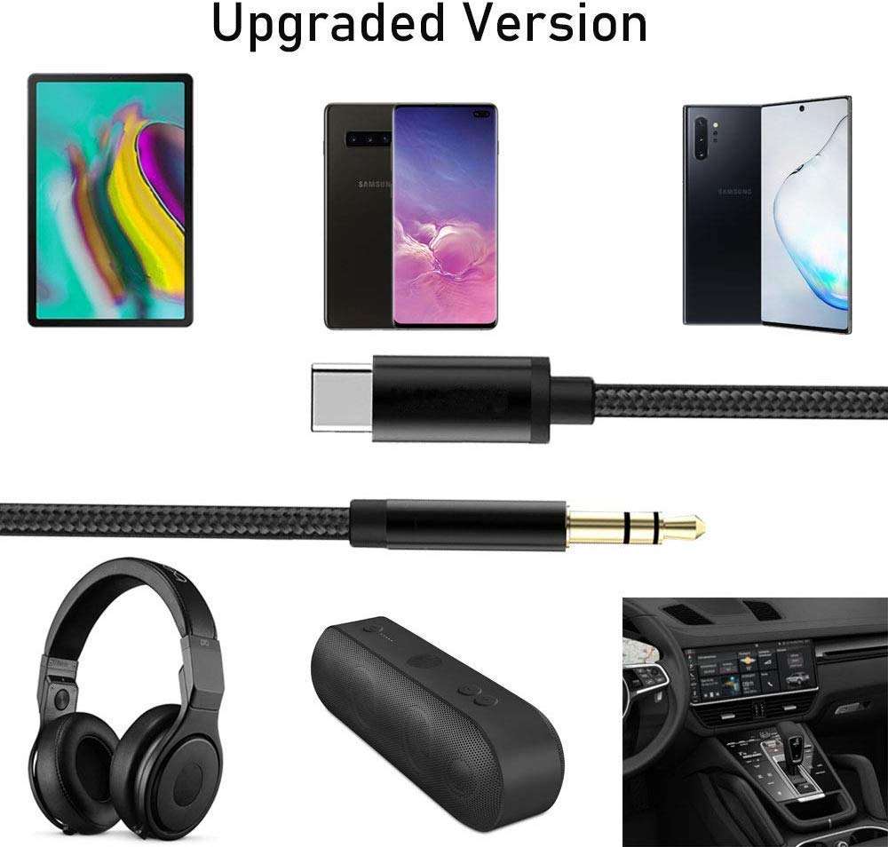 OJOS - USB C to 3.5 mm Audio Aux Cord Male Audio Aux Jack Cable for iPad 2019/2019, Macbook, Google Pixel 3 2 XL, Galaxy S10 S9 S8 Note 9 8, HTC U11 U12, Moto Z2, LG(3.3FT) Black 4