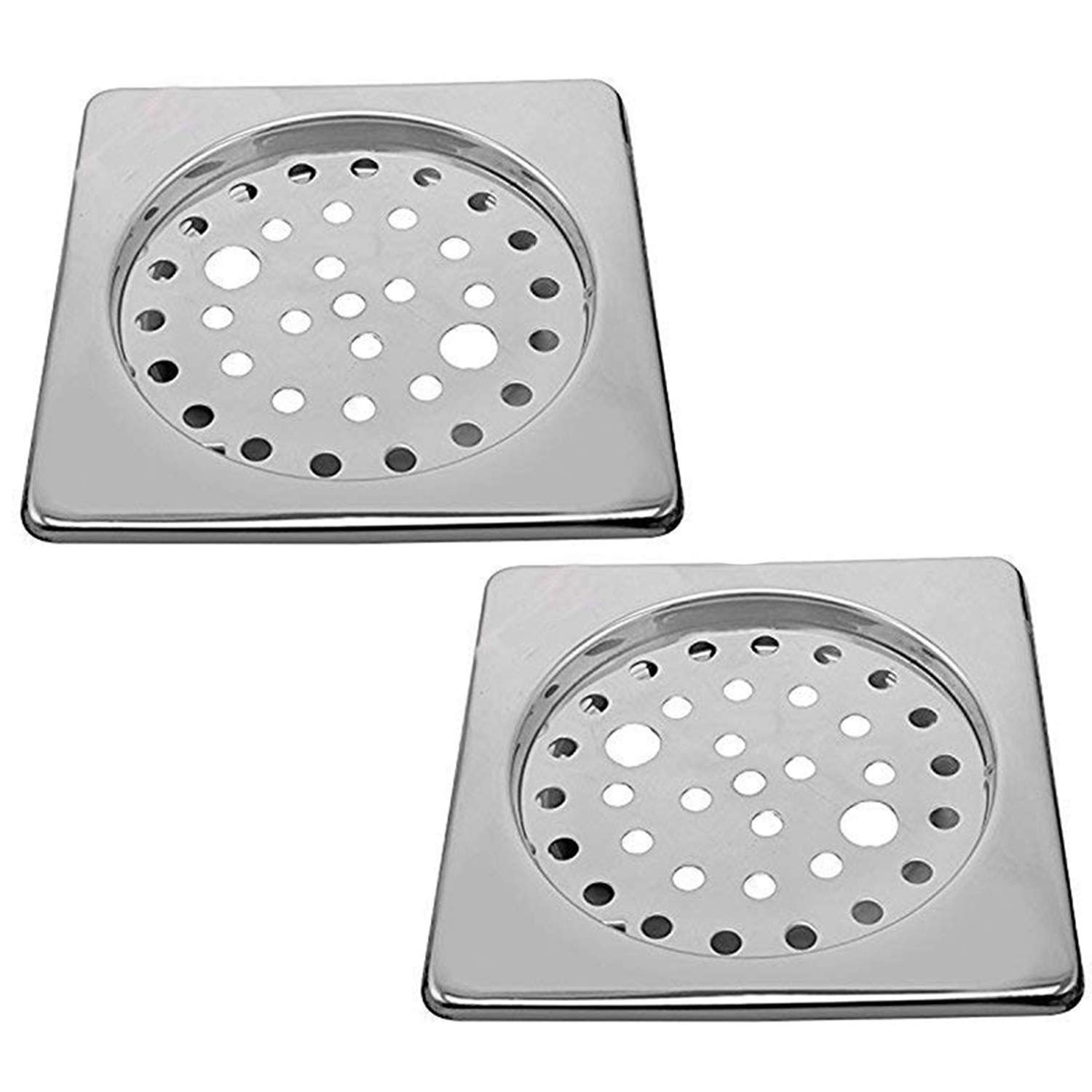 Klaxon Stainless Steel Square Bathroom Floor Drain (Silver)
