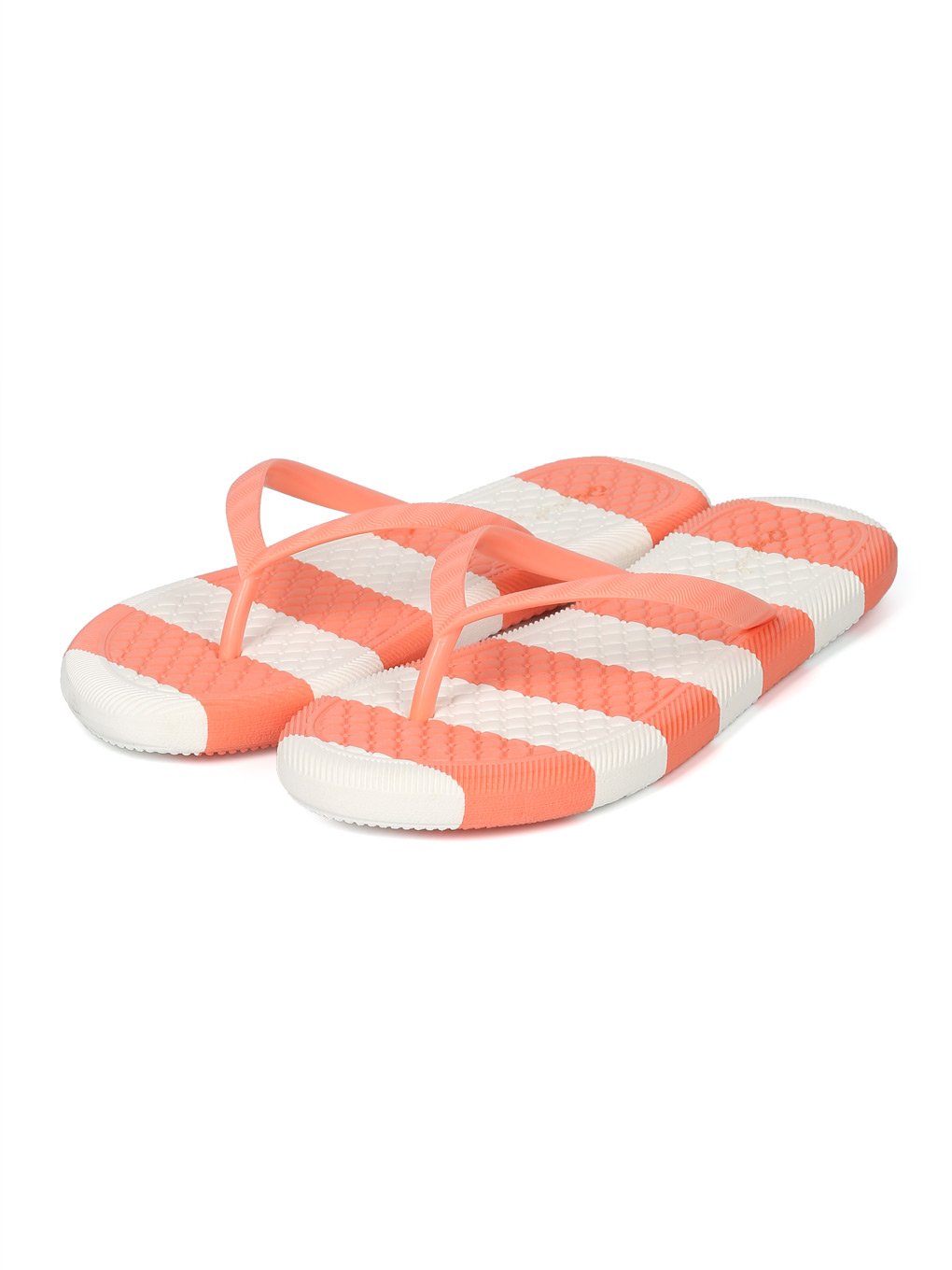 Qupid HH43 Women PVC Striped Thong Sandal HH43 - Coral (Size: 7.0) 5