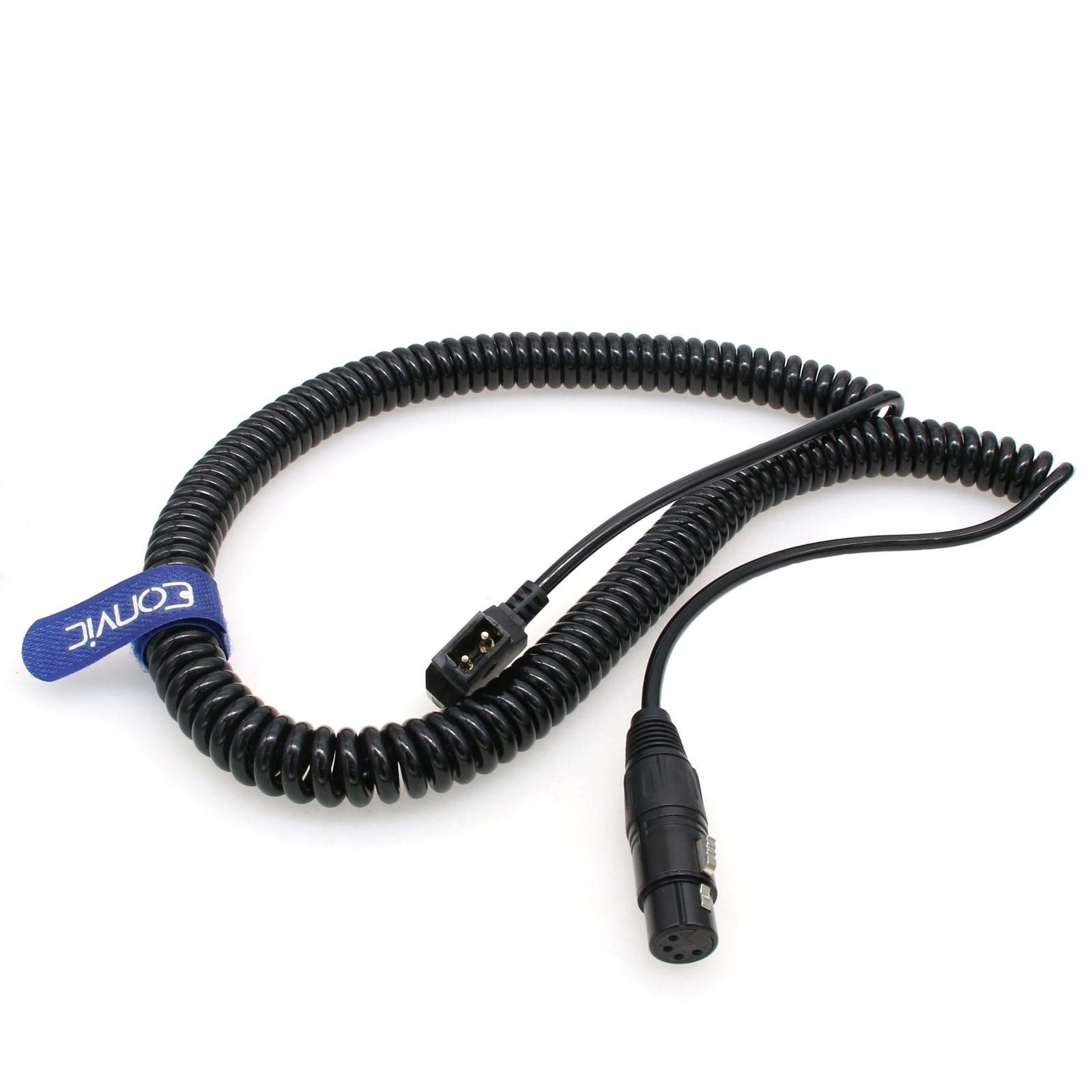 New D-Tap Male to Female 4-Pin XLR Cable for Power Supply Battery Adapter (Coiled，4M After Stretch 5