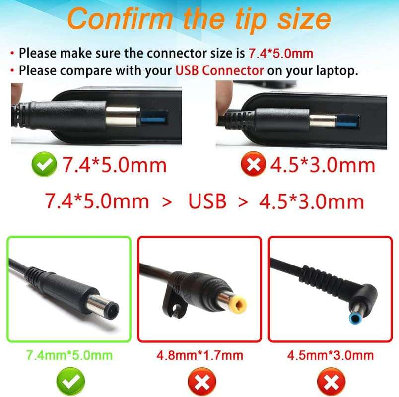 TravisLappy 18.5V 3.5A 65W Laptop Charger for HP Pavilion DV6565EZ DV6635EZ DV6648EZ Pin Size 7.4MM X 5.0MM Dia Laptop Adapter with 1.5 Meter Power Cord Free 4