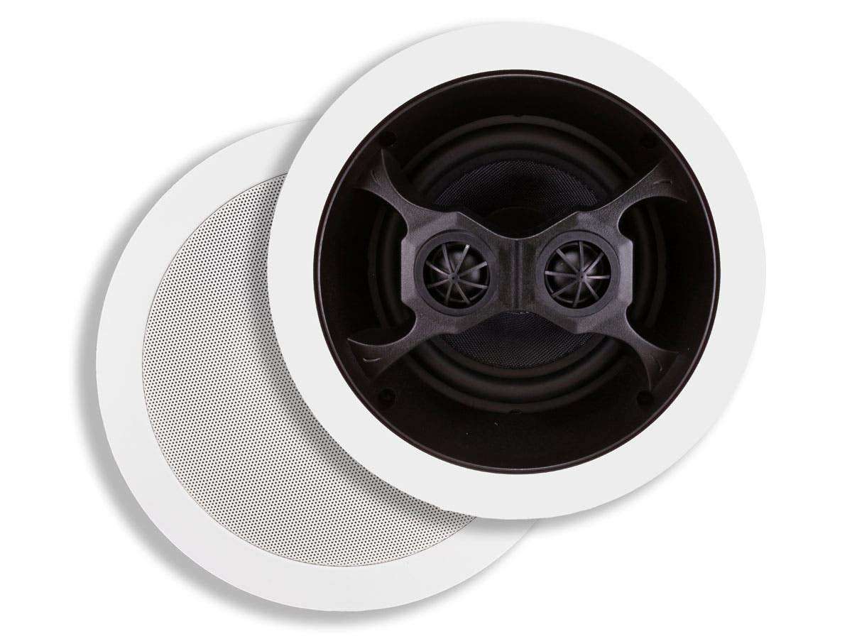 Monoprice 2-Way In-Ceiling Speakers - 6.5 Inch, Dual Input Stereo, Glass Composite Woofer (Pair) - Aria Series 1
