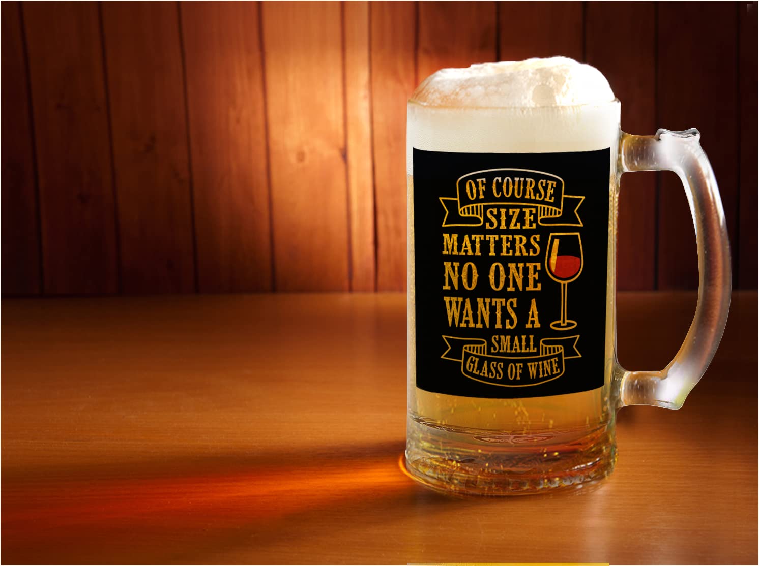 Khakee Gifts of Course Size Matters no one Wants | Printed Glass Beer Mug with Handle Funny Quotes | Gift for Son, Dad, Brother, Husband, Friends - White 16oz [470ml] 5