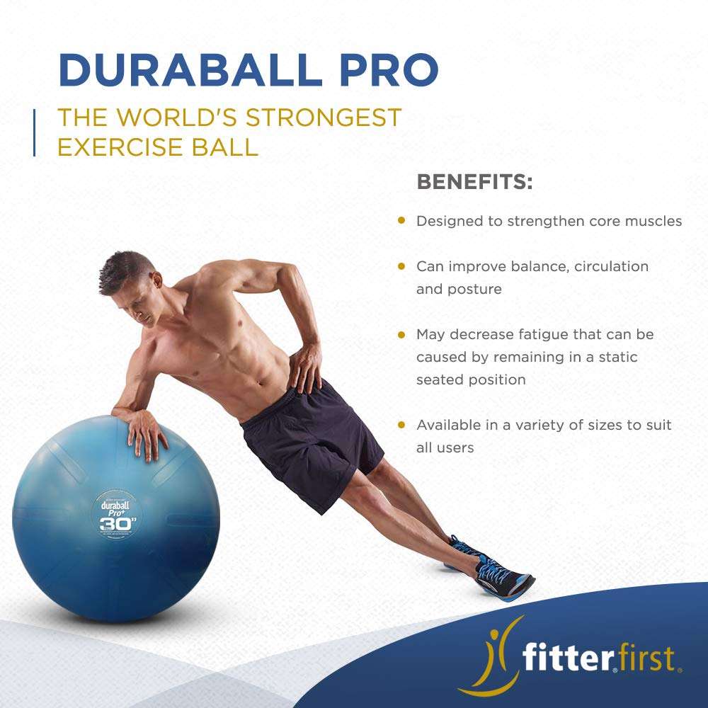 Fitterfirst Duraball Pro Exercise Ball - 75 Centimeter - Blue 2