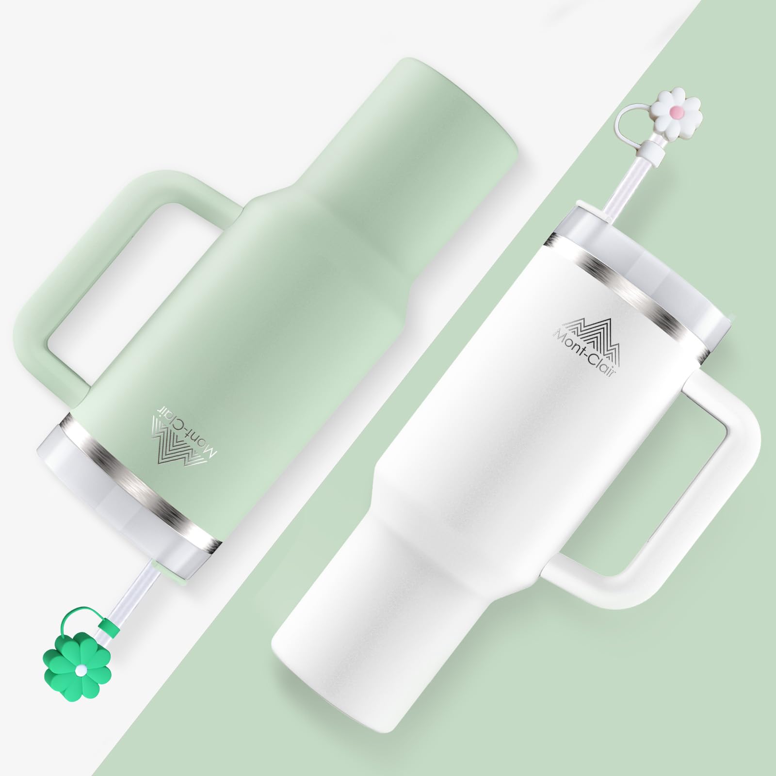 Mont-Clair 40oz Tumbler with Straw and Lid - Insulated Stainless Steel Travel Mug with Handle - Thermos Travel Mug for Hot & Cold Drinks - Cold or Hot for 10 hours - Iced for 48 hours - 1200ml 5