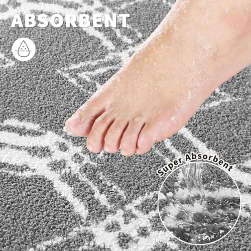 Yimobra Luxury Bathroom Rugs, Soft Thick Plush Bath Mat, Non-Slip,Water Absorbent, Machine Washable, Shaggy Microfiber Runner Bath Shower Matts, Floor Carpet for Bathtub, 47x24 Inch, Grey 3
