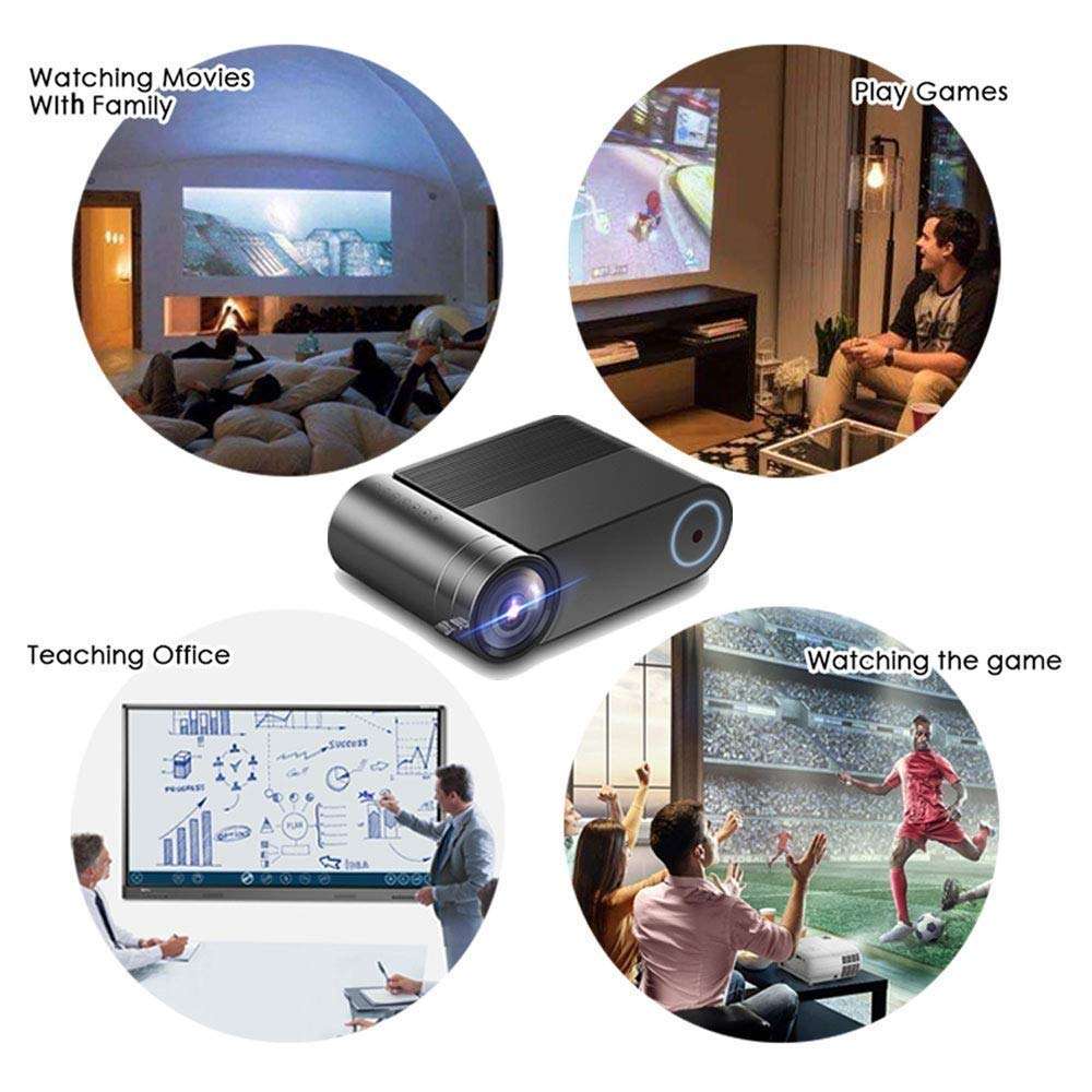 SAeWare Video Projector, 1080P Supported HD Movie Projector with Support HD 1080P, WiFi Small Home Smallature Screenless 4