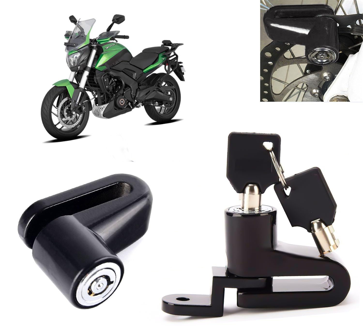 AUTO PEARL Heavy Duty Disc Brake Lock Anti Theft Stainless Steel 7mm Pin Brake Wheel Locking Security Lock Compatible with Dominar 400-BS6 (Black) 1