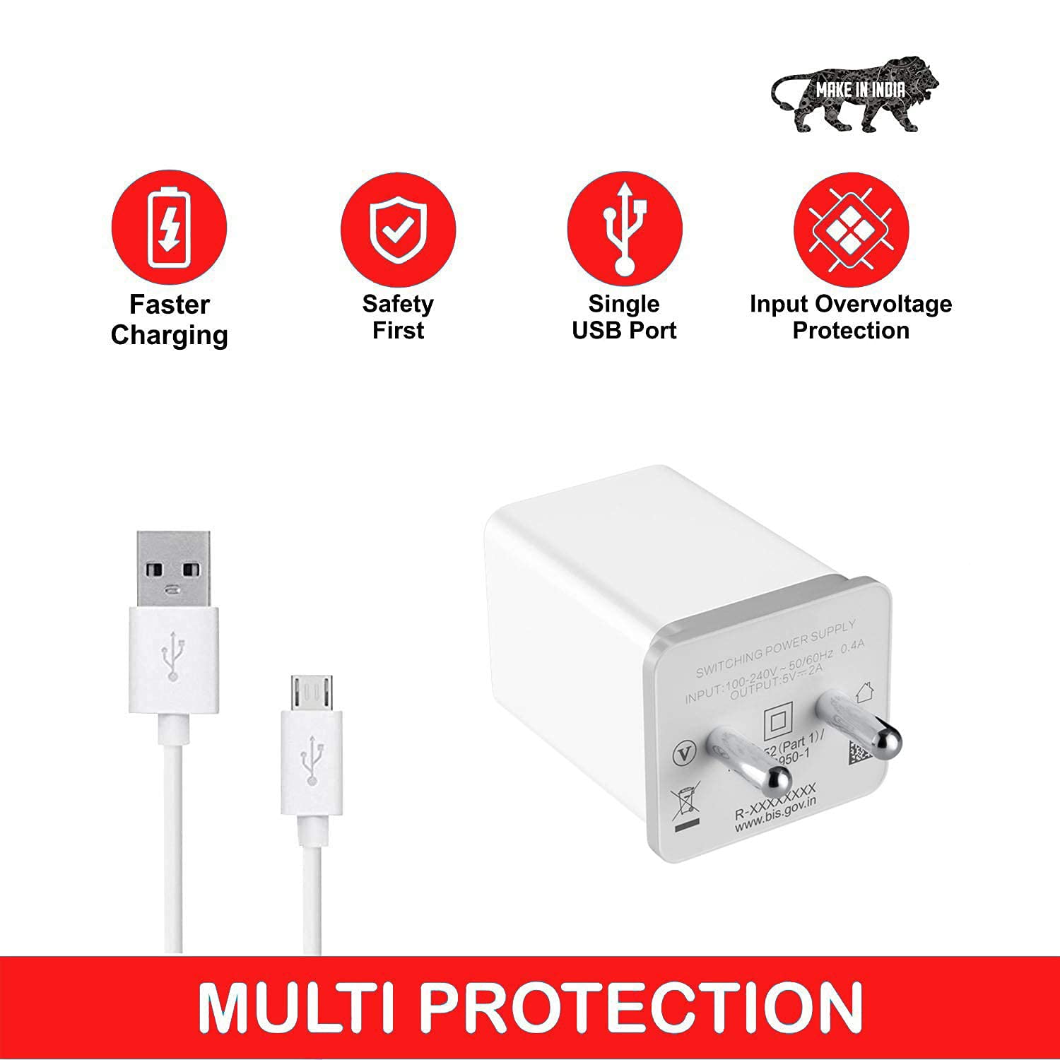 Ultra Fast Charger For Oppo A31, A 31 Original Mobile Charger Adapter Wall Charger | Universal Travel Charger, Usb Charger, Battery Charger, Charger Adapter Certified Original Heavey Duty Charger, Smart Charger ,2 pins, Mobile Power Supply | Fast Charging Mobile Charger with 1M charging Data Cable (ZG 2, White) 6