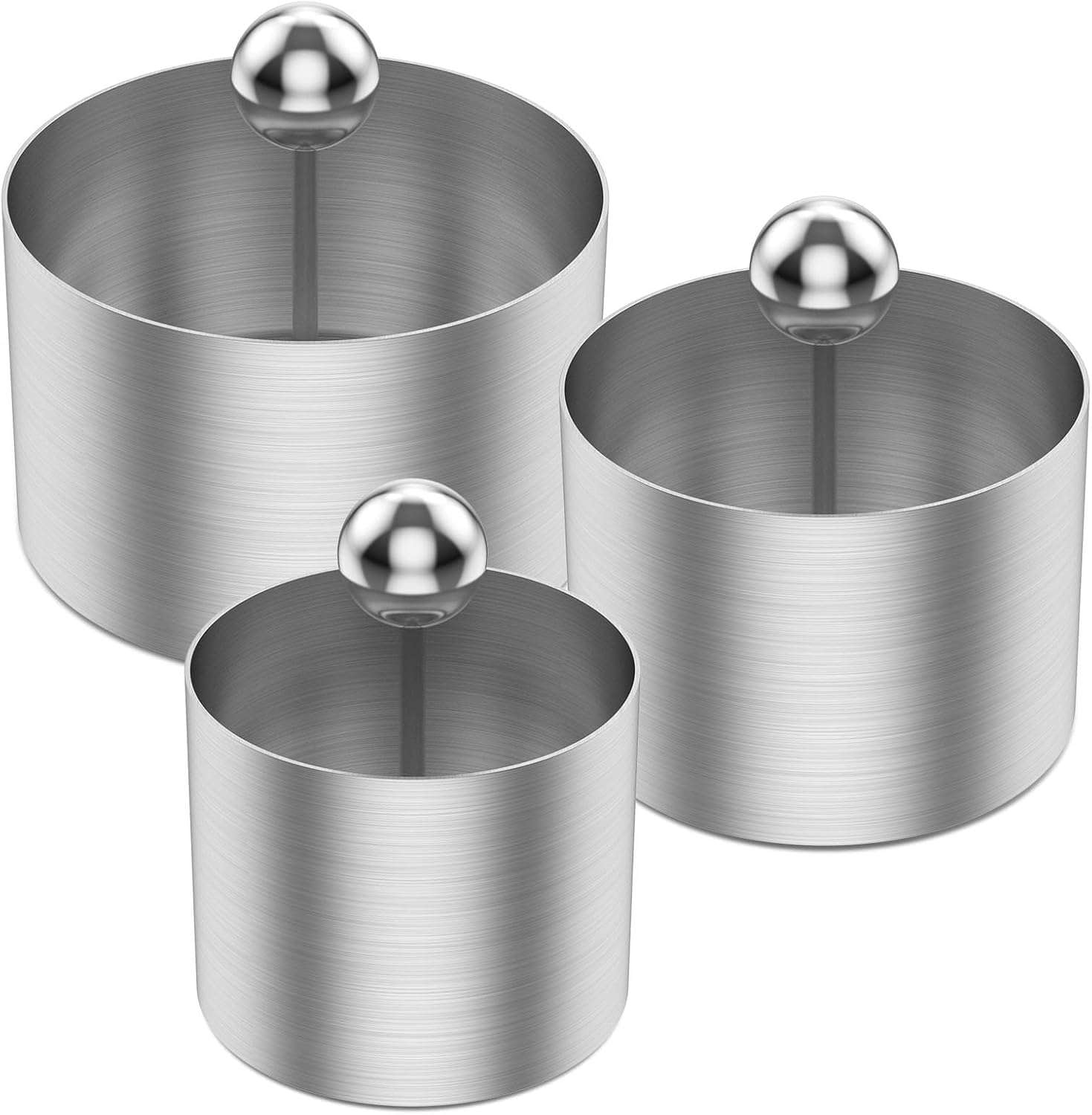 Istara Round Mold 304 Stainless Steel Rice Ball Making Mold, Cake Ring Milk Bar Mold DIY Baking Mold Tool Sushi Rice Roll Mold with Press Set (1set of 3pcs) 1