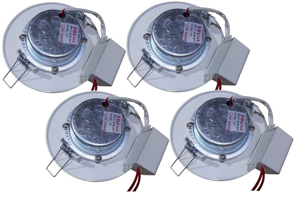 BENE® PP Virgin Plastic Round Ceiling Light, (Green, 3w, Pack of 4 Pcs) 3