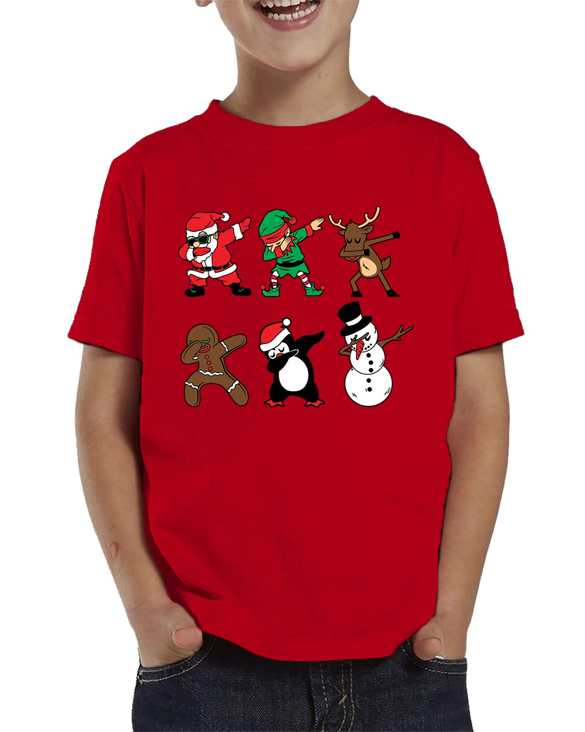 SpiritForged Apparel Dabbing Christmas Characters Toddler T-Shirt, Red 2T 1