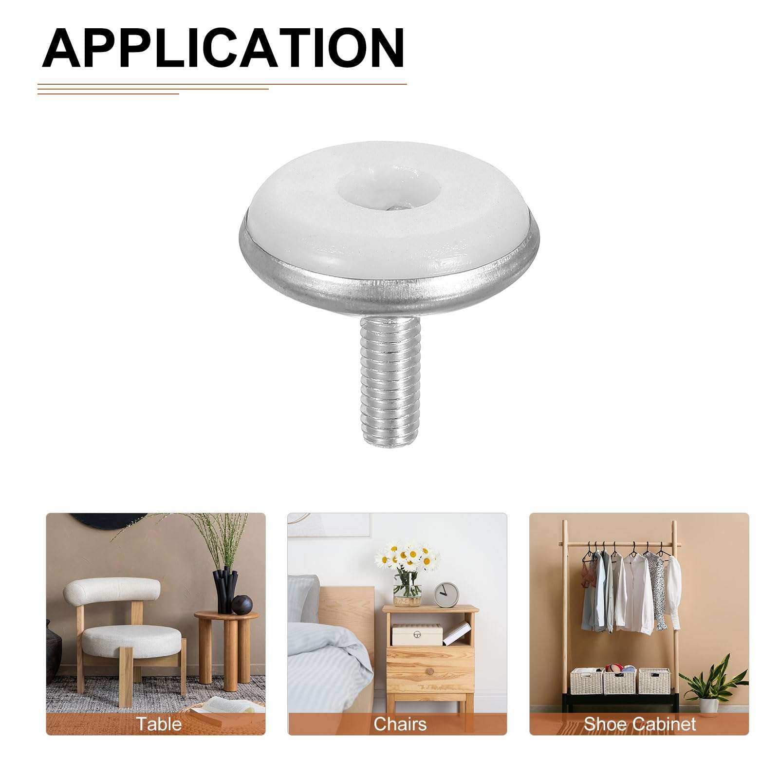 DTGN M6x15x30mm(DxLxOD) Screw on Furniture Glide Leveling Feet - 10Pack - Good for Furniture - Adjustable Thread Furniture Levelers - Silver 5