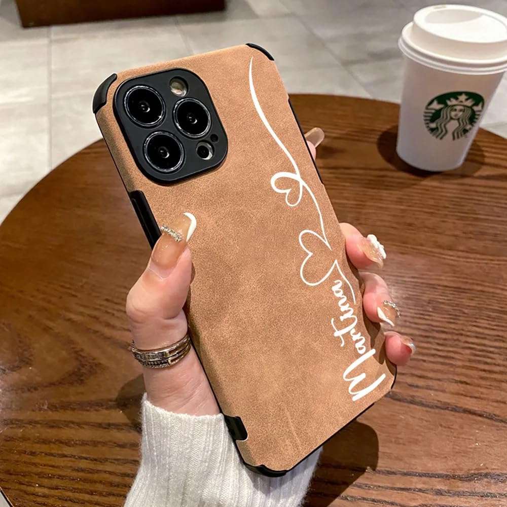 Custom Name Phone Case for iPhone 14 Pro Max - Beautiful Line With Heart Phone Case - Custom Leather Phone Case - Custom Name Case For iPhone 14,13,12,11 Pro Max,X,XS,XR,7,8 Plus - Shockproof Case. 3