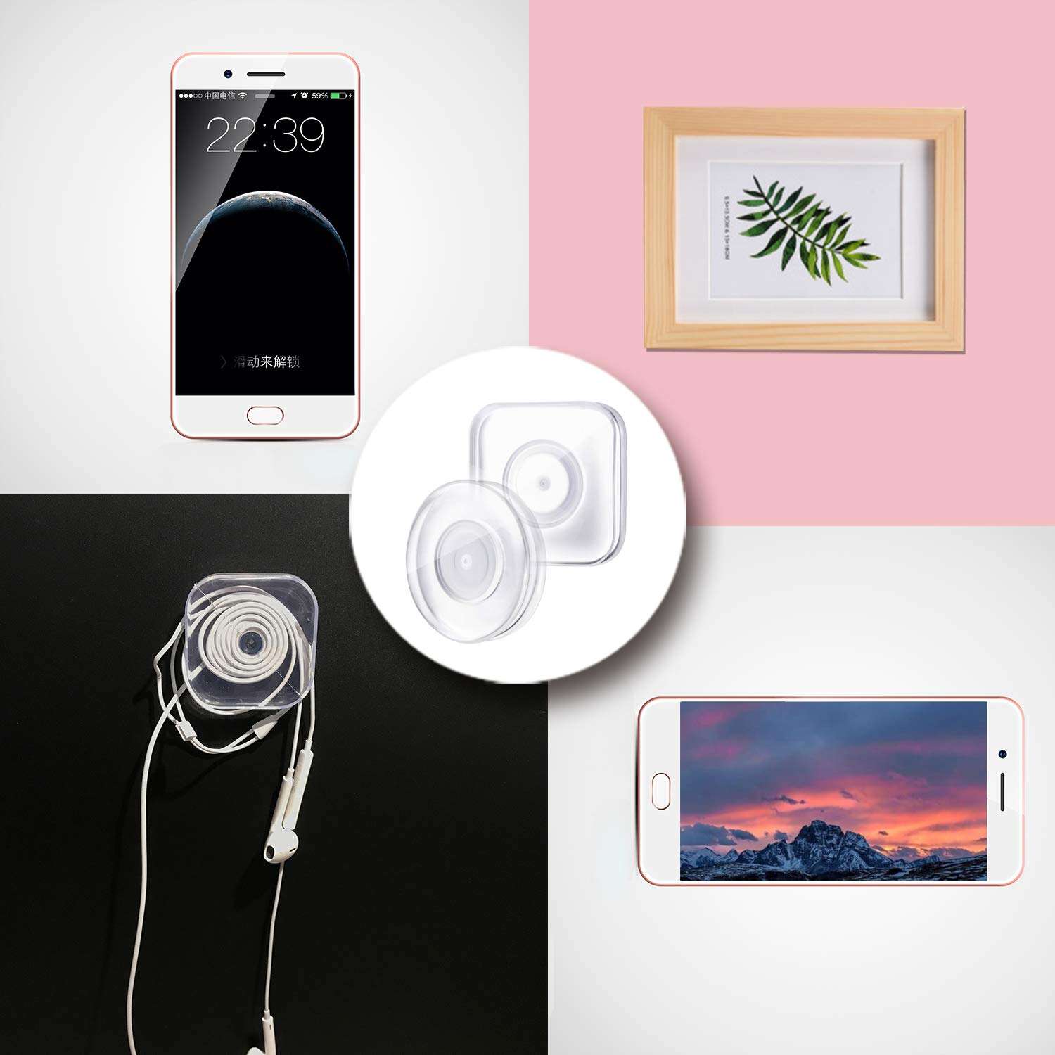 4 Pcs Nano Magic Paste Nano Gel Pad PU Material Velcro, Washable Reusable Transparent Non-Adhesive Magic Car Phone Holder,Application for Car,Home,Office Storage of Various Small Device and Items 3