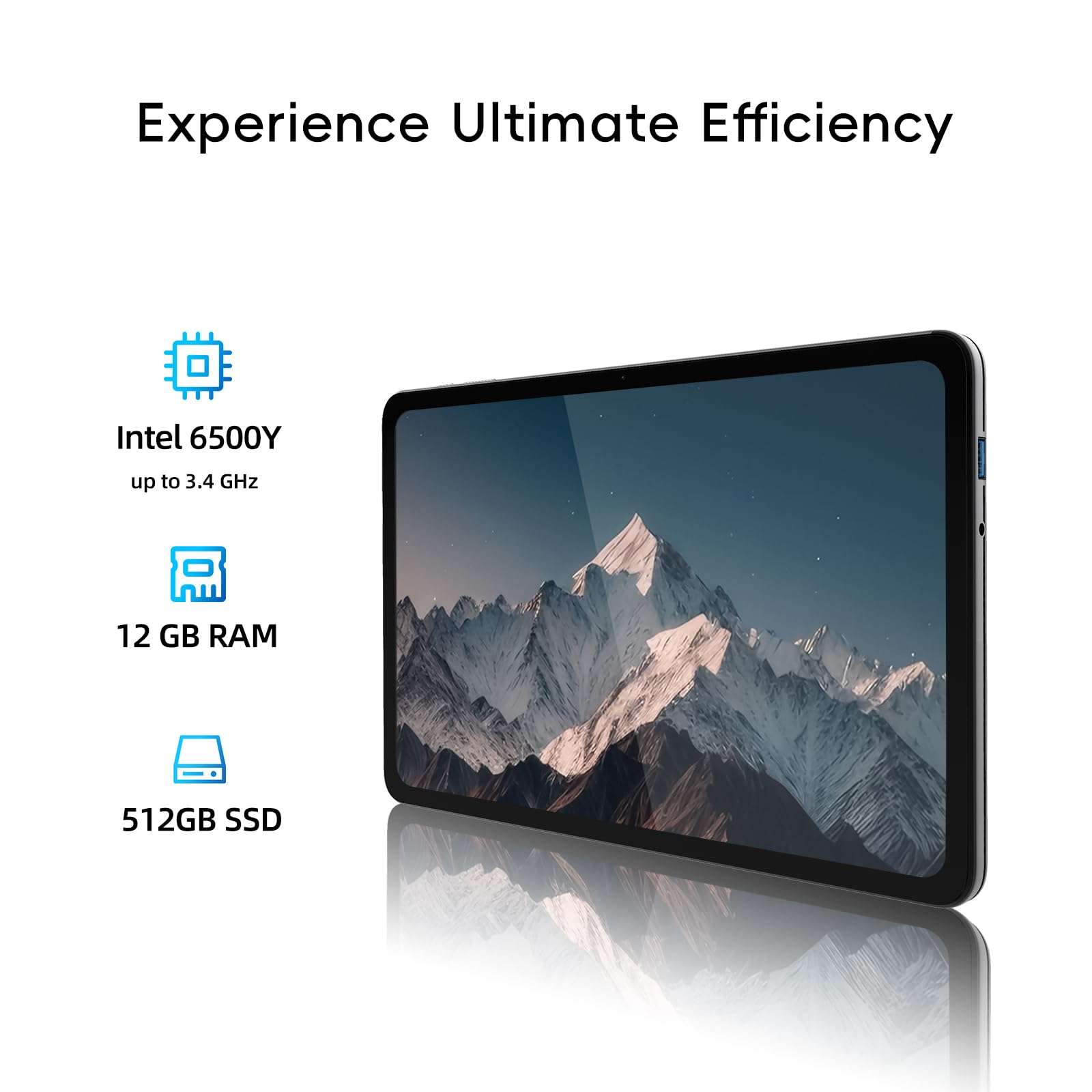 2-in-1 Laptop Tablet with Windows 11, 1 Year Office 365 Included & Magnetic Keyboard, 12" 2K FHD IPS Touchscreen, 12GB RAM 512GB SSD, 6500Y Processor, USB-C, Dual Speakers, for Home Office Students 6