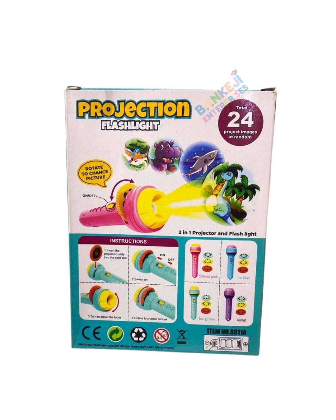 Banke Ji Enterprises Plastic Projection Flash Light | Realistic Design | Indoor Outdoor Play | Interactive & Engaging | Safe & Durable | Fun Learning Toy for Boys & Girls 1