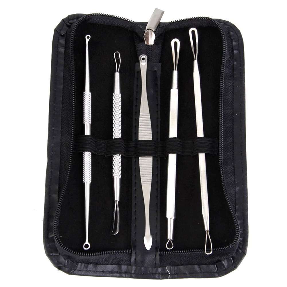 Japti Blackhead Remover Pimple Comedone Extractor Tool, Acne Removal Kit - Treatment for Blemish, Whitehead Popping, Zit Removing for Risk Free Nose Face Skin with storage case(steel,5 pcs set) 2