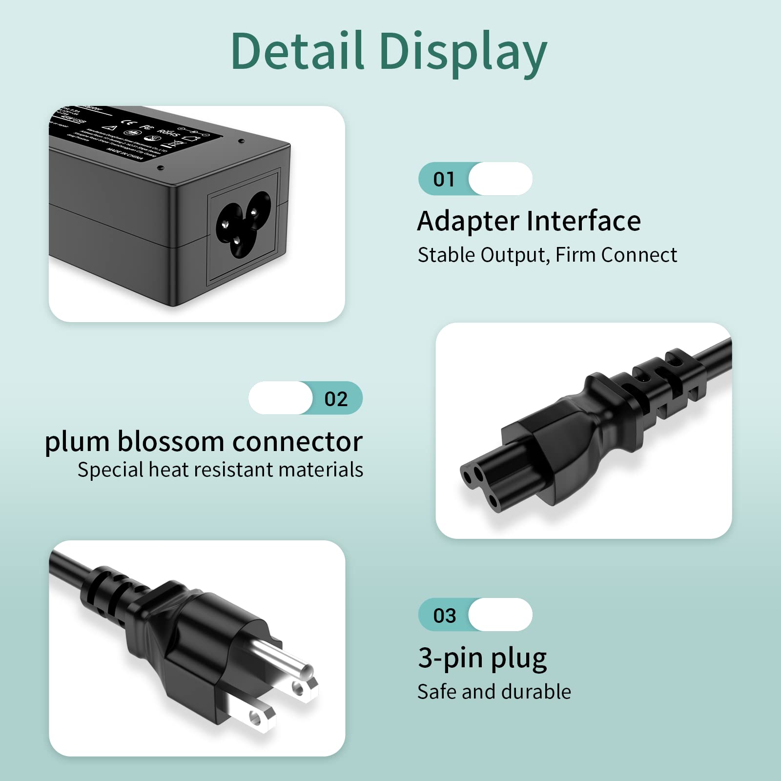 Slim USB C Laptop Charger 45W 65W Replacement for HP Spectre X360 Chromebook Envy Zbook Elitebook Elite X2 Type C Travel AC Adapter Computer Tablet Power Fabric Cord Flat Tip 5