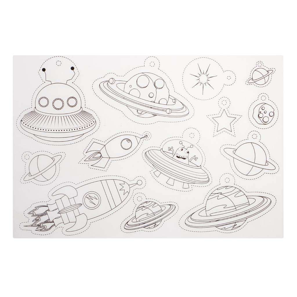 myaddiction 8 Sheets DIY Printer Inkjet Clear Shrink Plastic Sheets Drawing Paper Film Multi Patterns Shapes for Making Jewelry Pendant Charms Key Chain Crafts 6