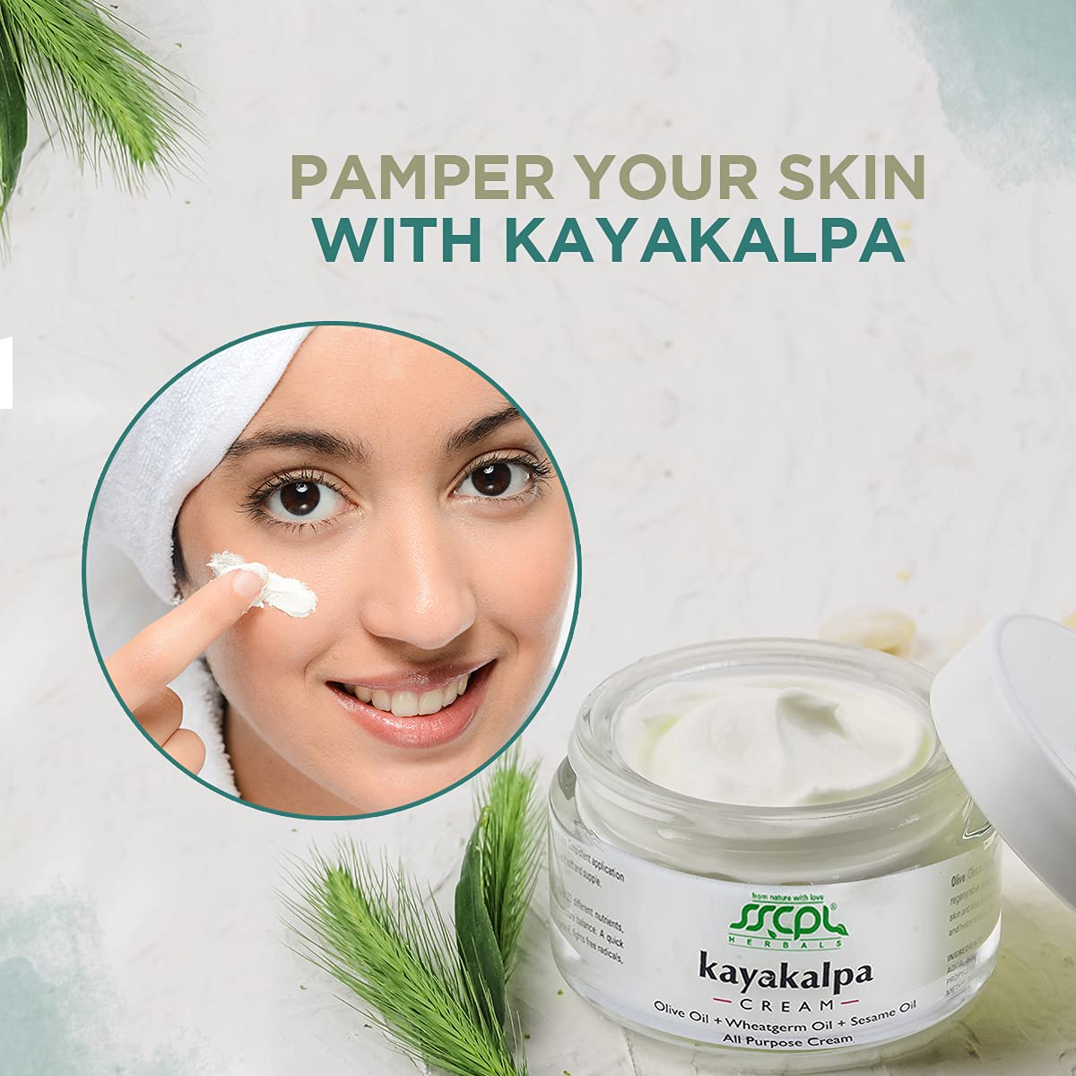 SSCPL Herbals Kayakalpa Moisturising Cream Enriched With Olive, Sesame & Wheatgerm Oil For Daily Skin Nourishment Ideal For All Skin Types (50g) (Pack of 2) 2