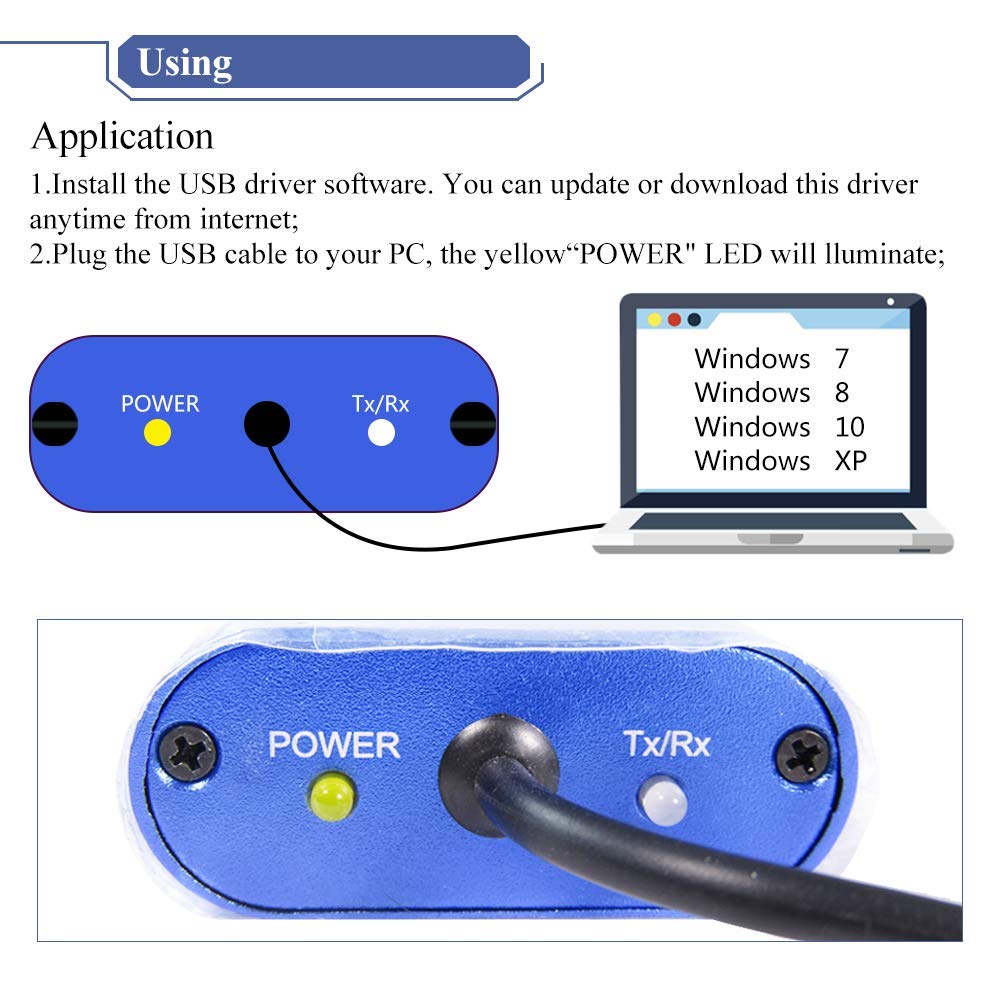 USB Hart Modem USB to Hart Protocol Modem Hart Transmitter for All Hart Protocol Device Adapt to Windows XP/7/8/10 with Built-in Loop Resistor (WS232UP) 2