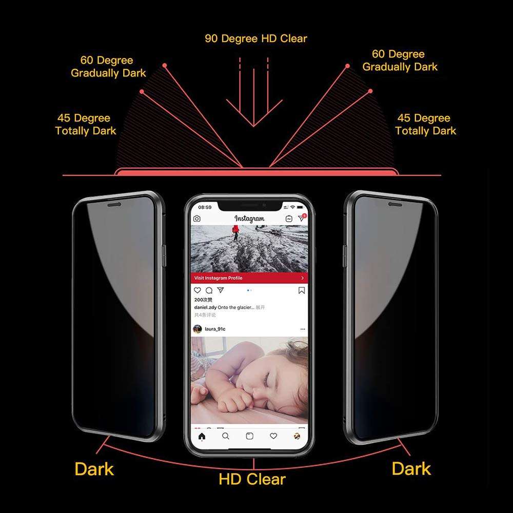 TraCa Magnetic Case for iPhone 11, Anti Peeping Magnetic Privacy Adsorption with Clear Double Sided Tempered Glass 360 Full Protective Compatible with Apple iPhone 11 Silver 2