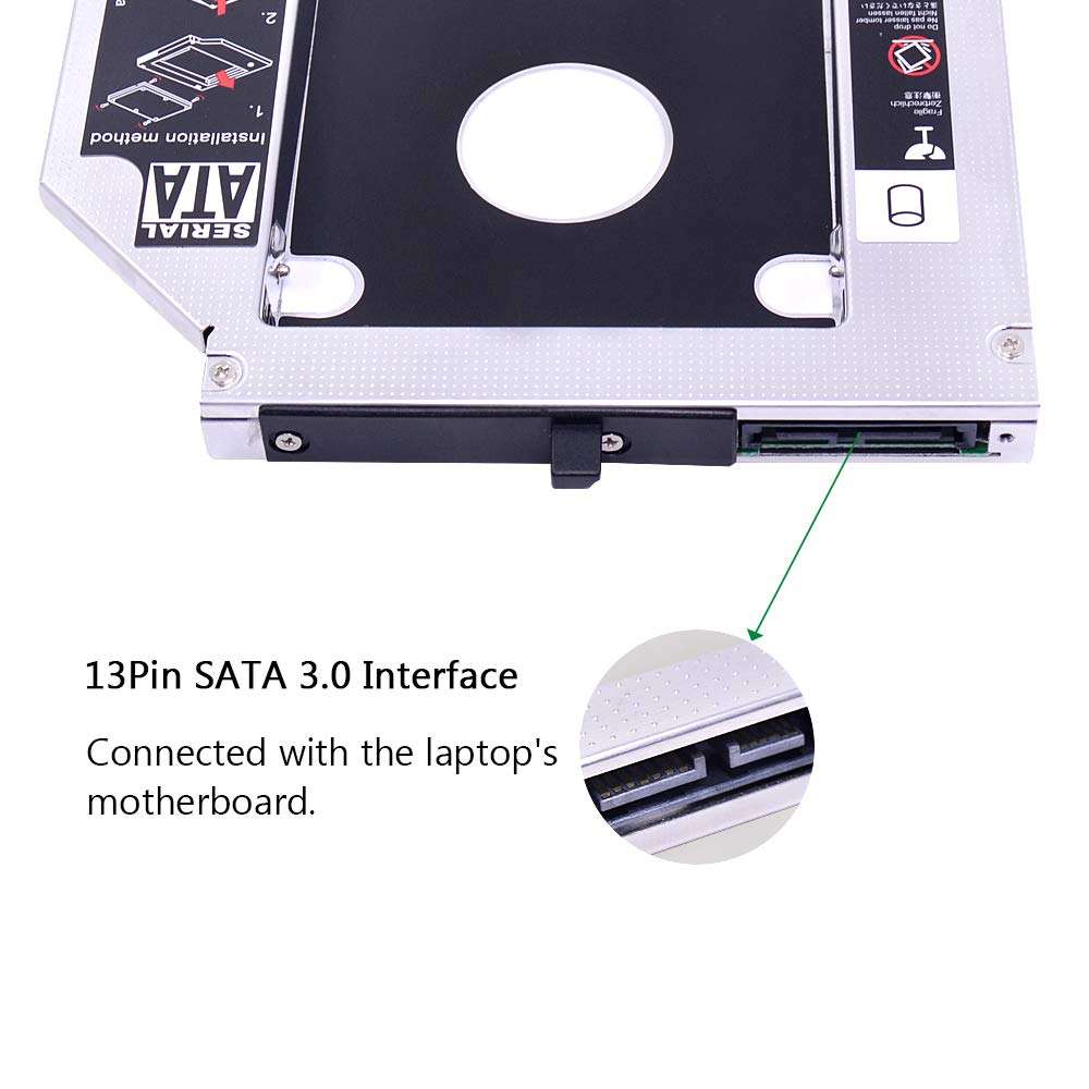 BOWONG SATA 2nd HDD Caddy 12.7 mm 2.5 Inch SSD Case HDD Enclosure for Lenovo ThinkPad T400 T400s T420 T430 T500 T520 T530 DVD/CD-ROM 5