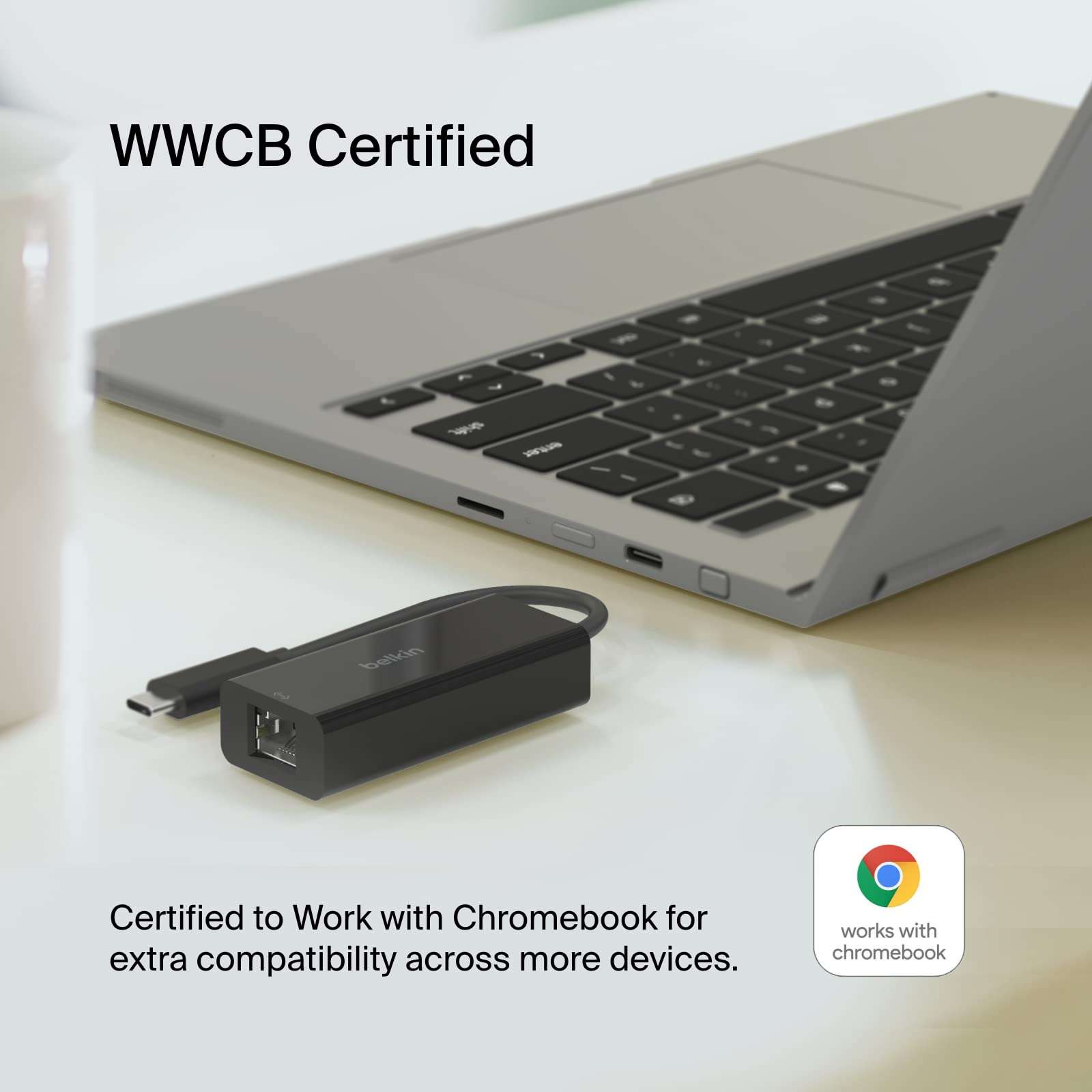 Belkin USB Type C to 2.5 Gb Ethernet Adapter, USB-IF Certified Thunderbolt 3 & 4 / USB-C to LAN Network Adapter Compatible with MacBook Pro/Air, iPad Pro, XPS, Surface, and Other USB C Devices 5