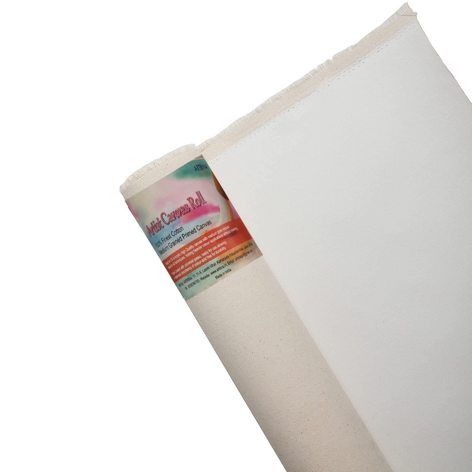 ARTRINA Painting Drawing and Sketch Accessories Primed Painting Canvas Roll (7 Oz) (20" x 5 MTR)