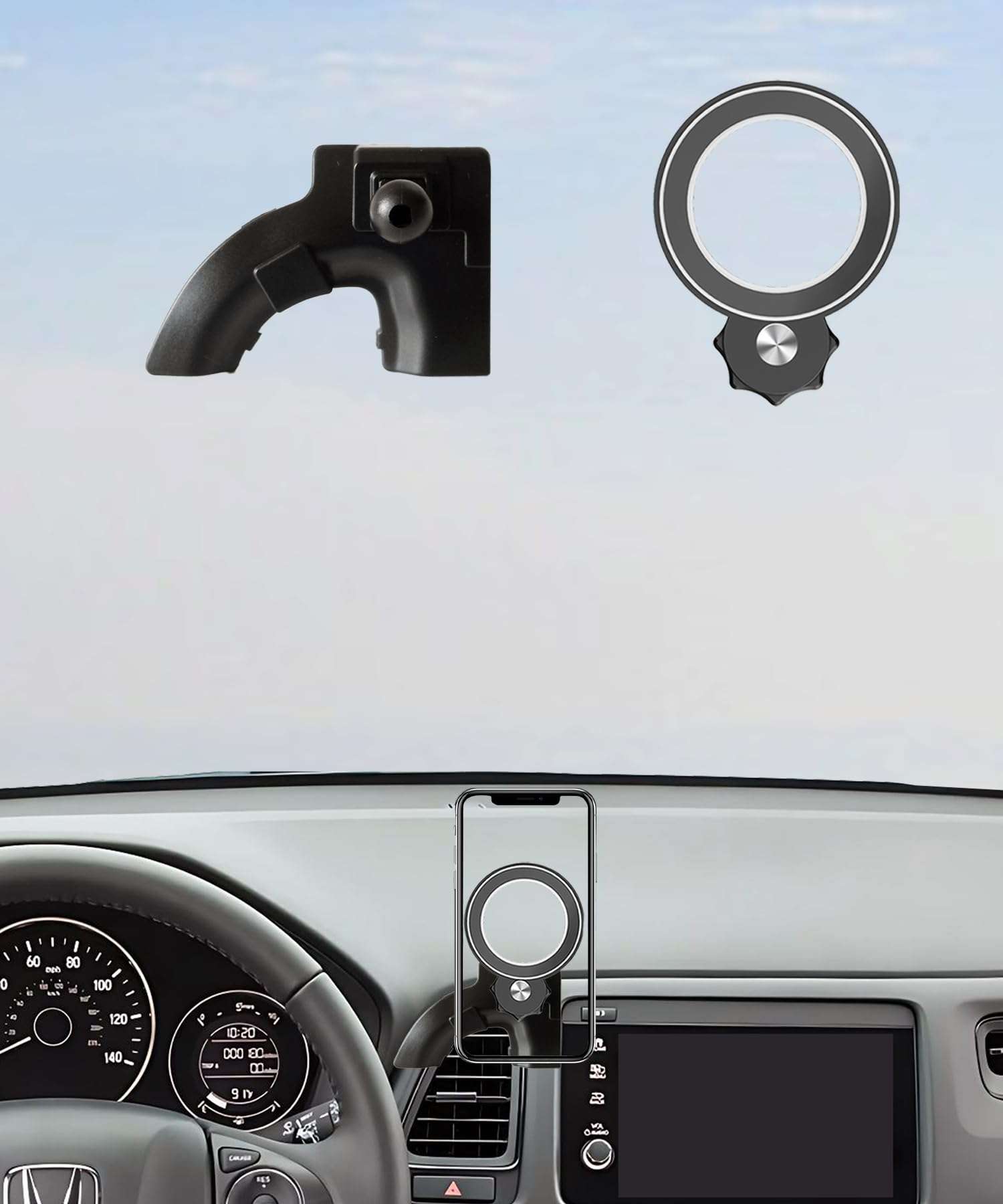 AbeeyGeomarn Car Phone Holder for Honda HRV HR-V 2016-2022 Accessories Compatible with MagSafe Cell Phone Mount Hands-Free 360 Degree Rotation Does Not Affect Air Vent 1