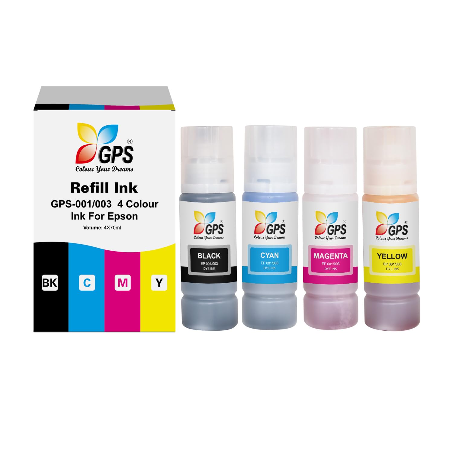 GPS Colour Your Dreams 001 Compatible Ink for Epson Printers 001 Ink Replacement for Vibrant Prints 1
