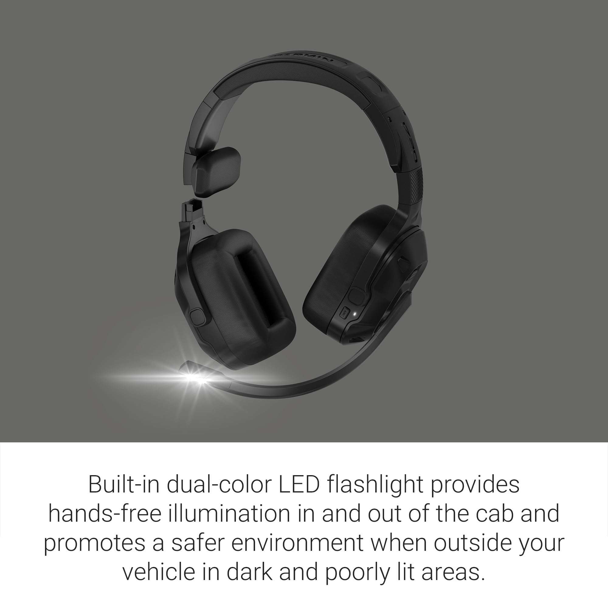 Garmin dēzl™ Headset 210, 2-in-1 Premium Trucking Headset, Active Noise Cancellation, Long Battery Life, 60 Hours of Talk Time, Built-in LED Flashlight, Convertible Design 4